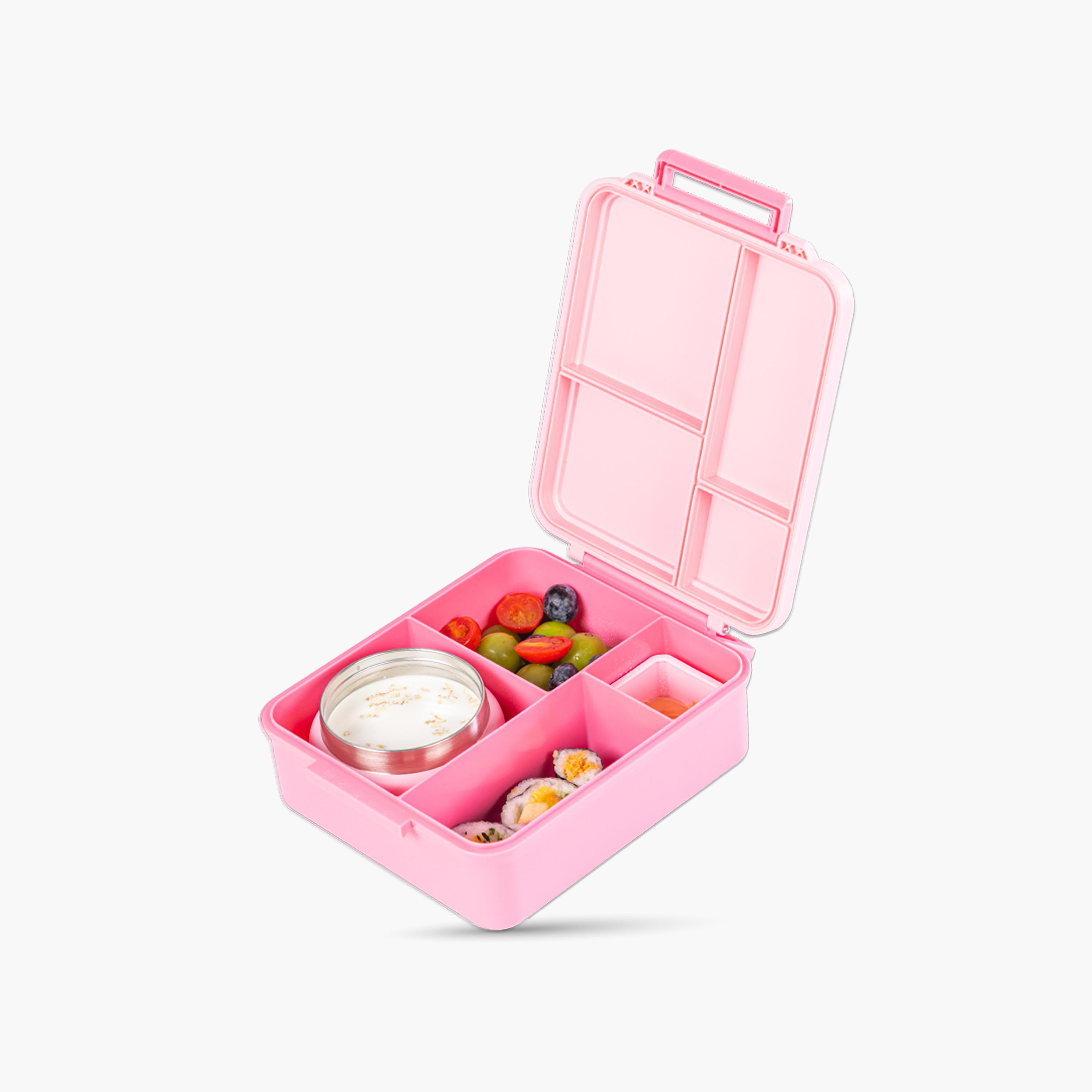 صندوق غداء جامبو بينتو من إيزي كيدز مع ترمس ووعاء صلصة - 1720 مل - وردي-school-lunchessentials-lunchboxes-image-12