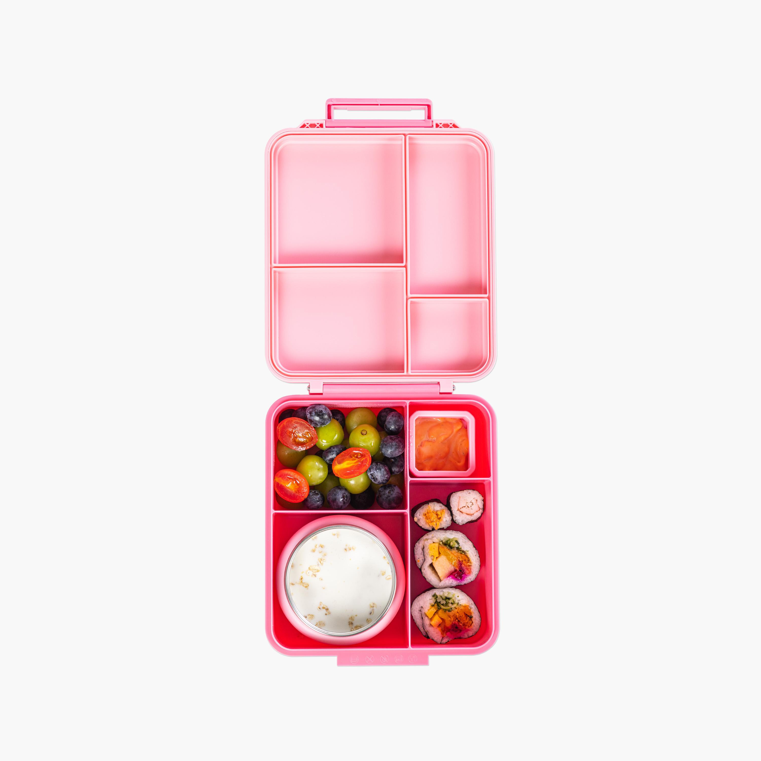 صندوق غداء جامبو بينتو من إيزي كيدز مع ترمس ووعاء صلصة - 1720 مل - وردي-school-lunchessentials-lunchboxes-image-5