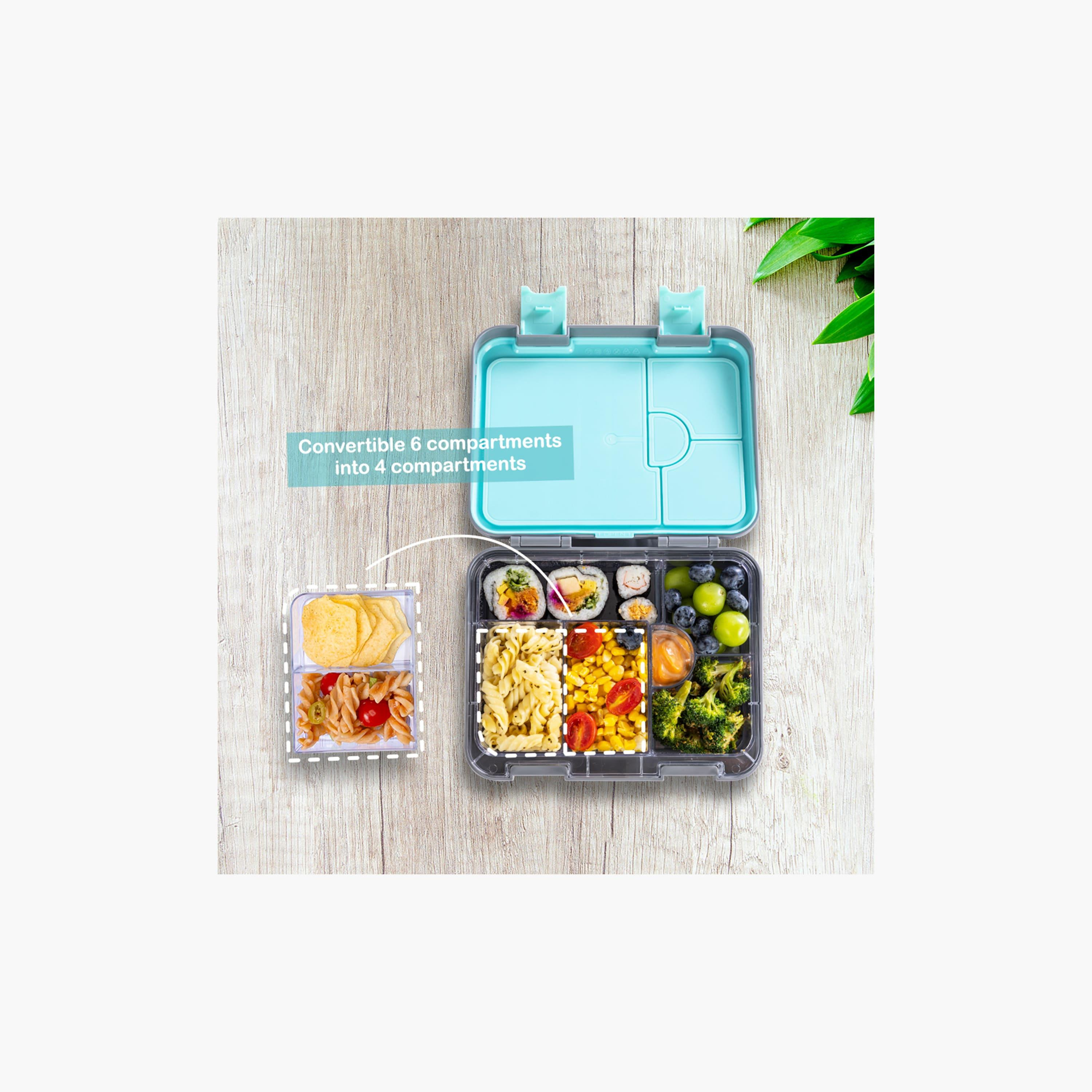 Eazy Kids 6 & 4 Convertible Bento Lunch Box with Accessories - 1160 ml - T-Rex - Grey-school-lunchessentials-lunchboxes-image-4