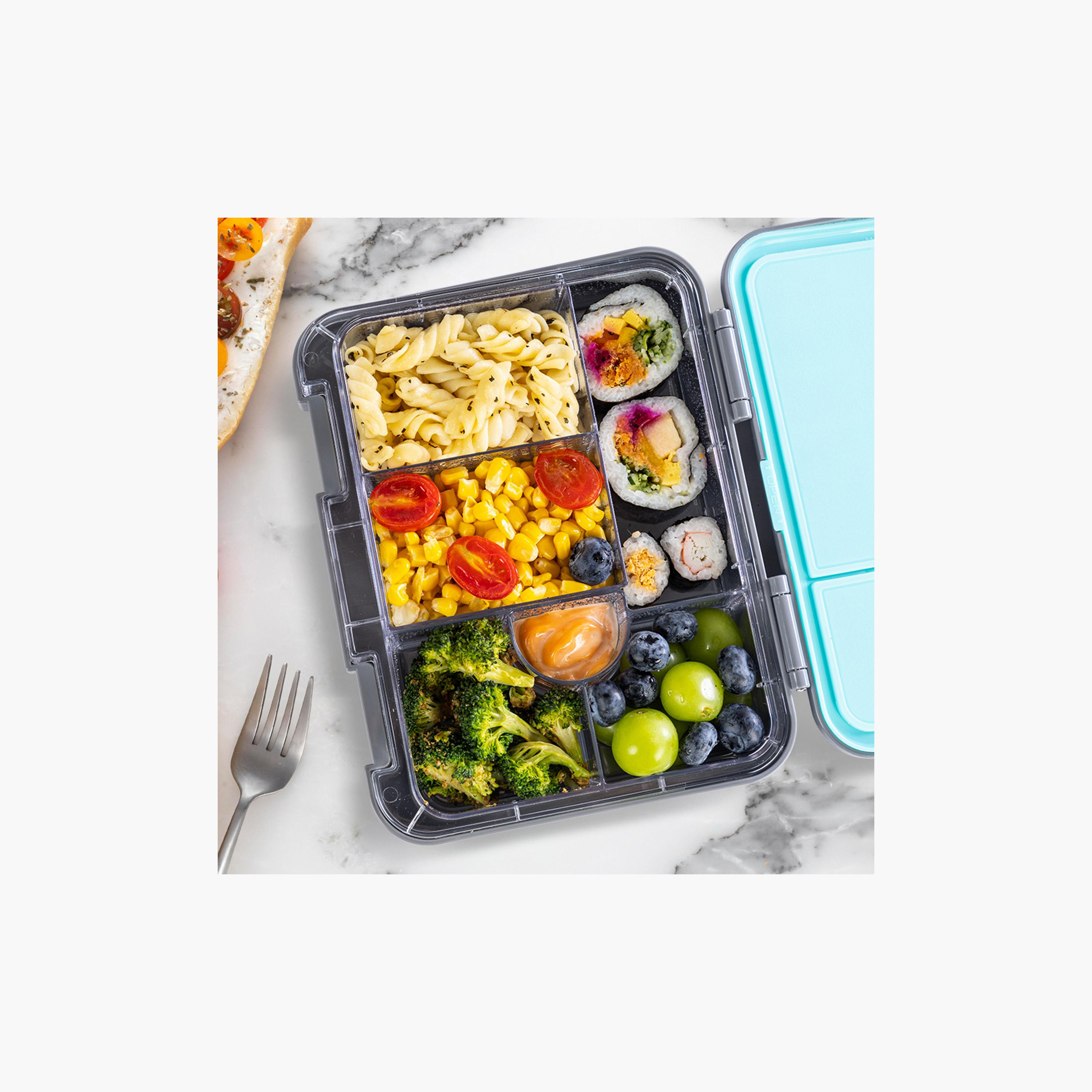 Eazy Kids 6 & 4 Convertible Bento Lunch Box with Accessories - 1160 ml - T-Rex - Grey-school-lunchessentials-lunchboxes-image-6