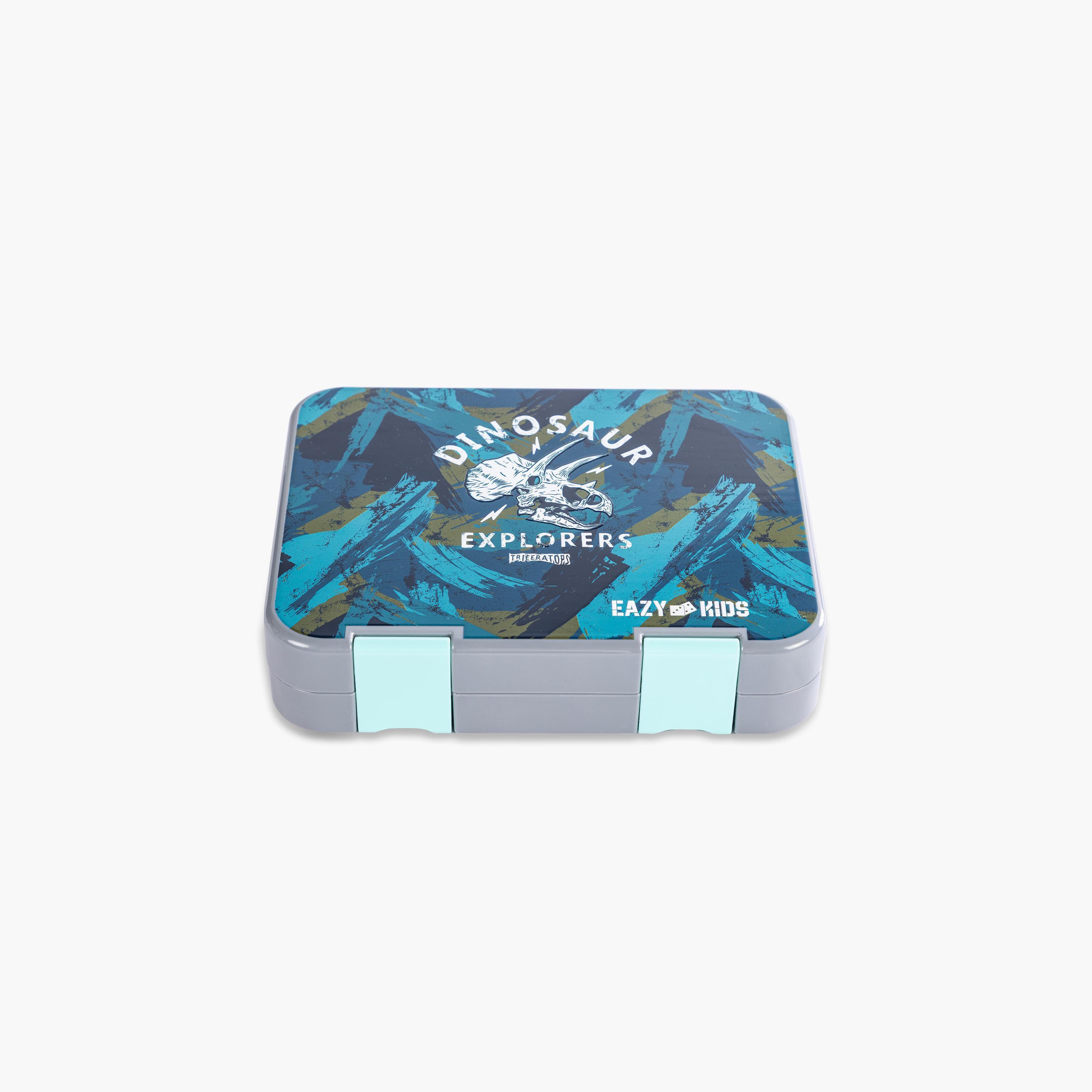 Eazy Kids 6 & 4 Convertible Bento Lunch Box with Accessories - 1160 ml - T-Rex - Grey-school-lunchessentials-lunchboxes-image-9