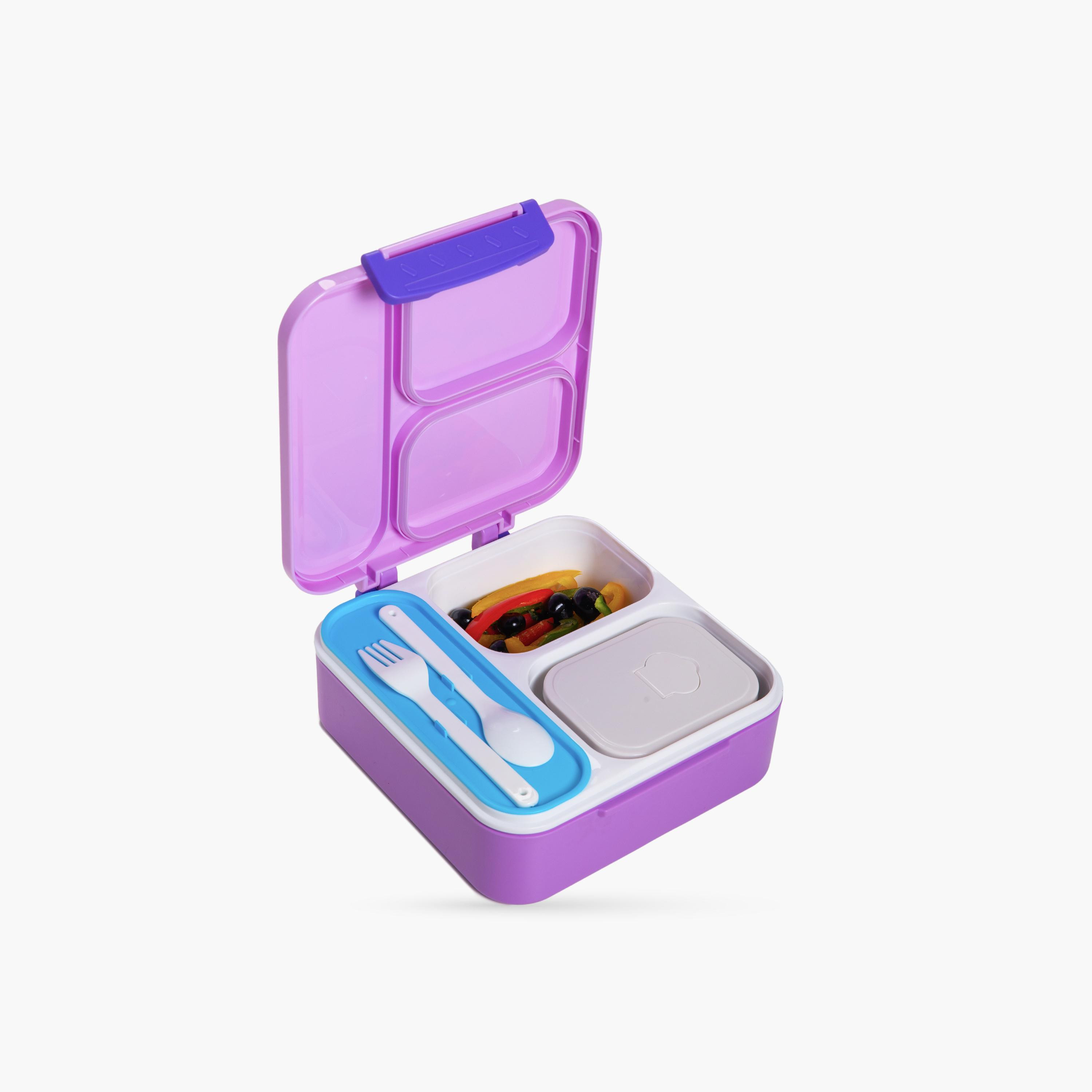 Nova Kids 3-Compartment Bento Lunch Box with Spoon, Fork & Jar - 1500 ml - Astronaut - Purple-school-lunchessentials-lunchboxes-image-2