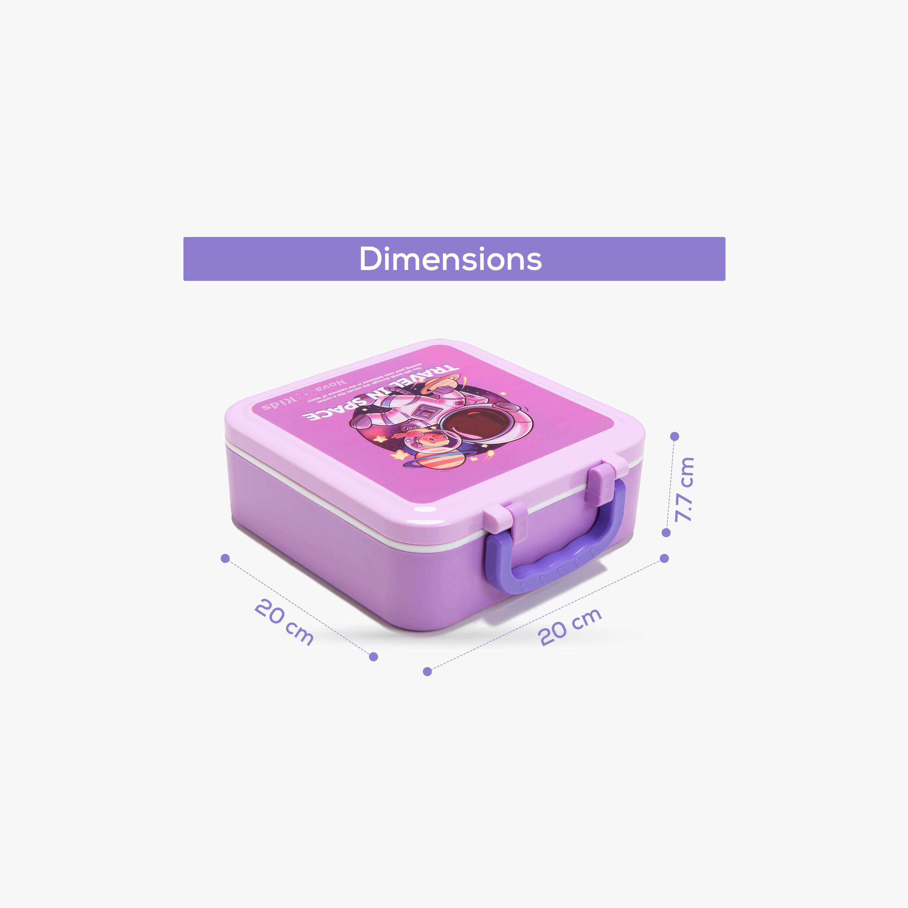 Nova Kids 3-Compartment Bento Lunch Box with Spoon, Fork & Jar - 1500 ml - Astronaut - Purple-school-lunchessentials-lunchboxes-image-3