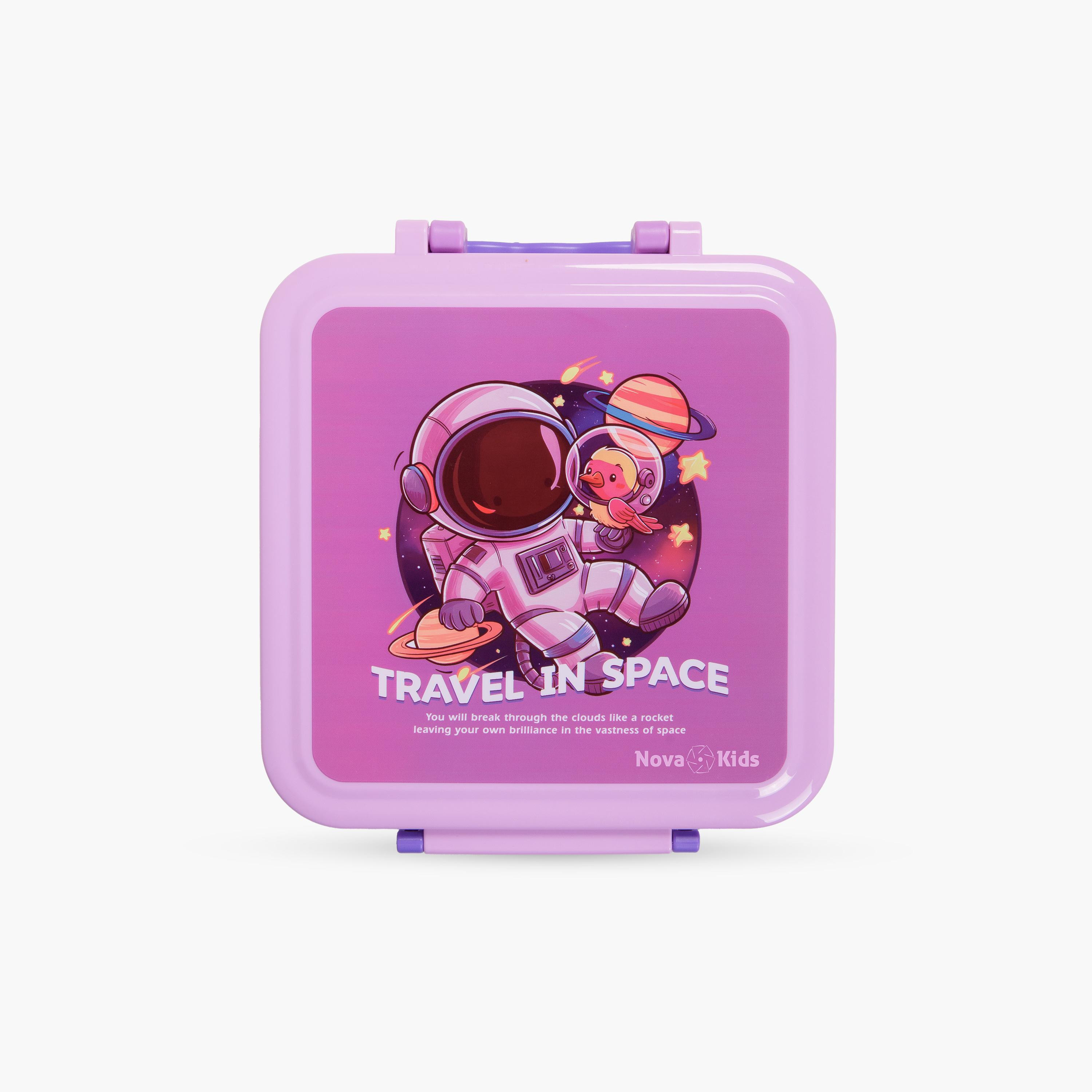 Nova Kids 3-Compartment Bento Lunch Box with Spoon, Fork & Jar - 1500 ml - Astronaut - Purple-school-lunchessentials-lunchboxes-image-4