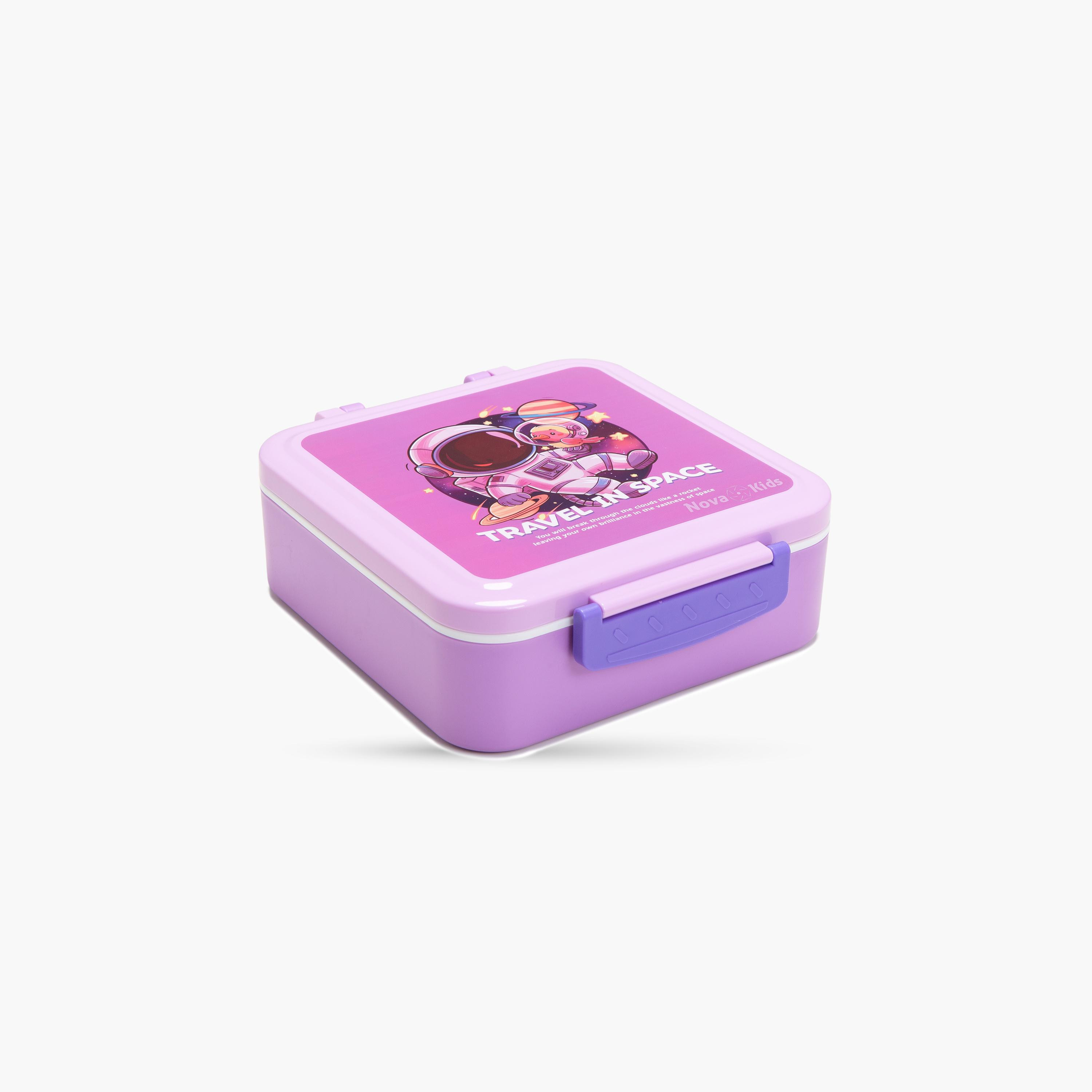 Nova Kids 3-Compartment Bento Lunch Box with Spoon, Fork & Jar - 1500 ml - Astronaut - Purple-school-lunchessentials-lunchboxes-image-5
