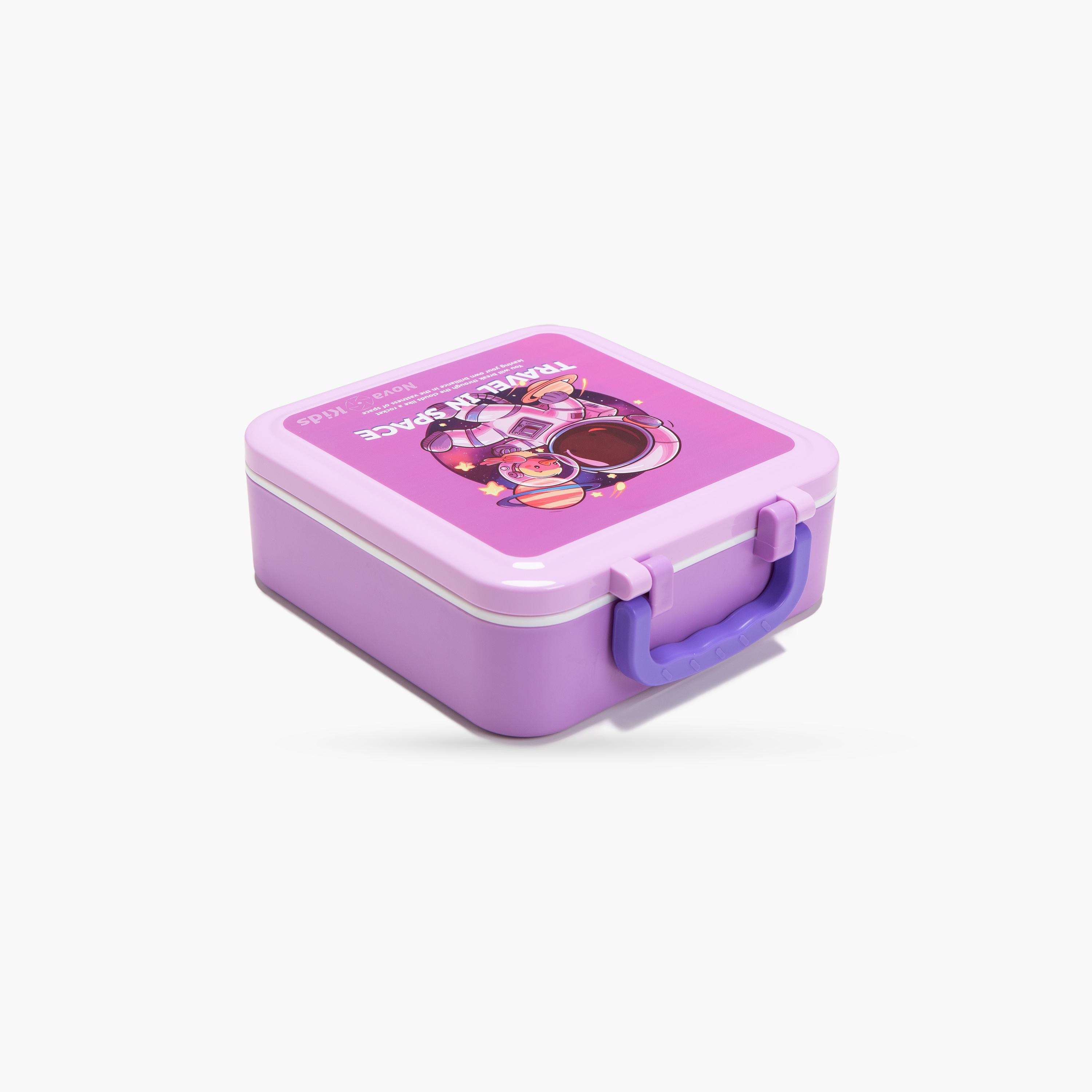 Nova Kids 3-Compartment Bento Lunch Box with Spoon, Fork & Jar - 1500 ml - Astronaut - Purple-school-lunchessentials-lunchboxes-image-6