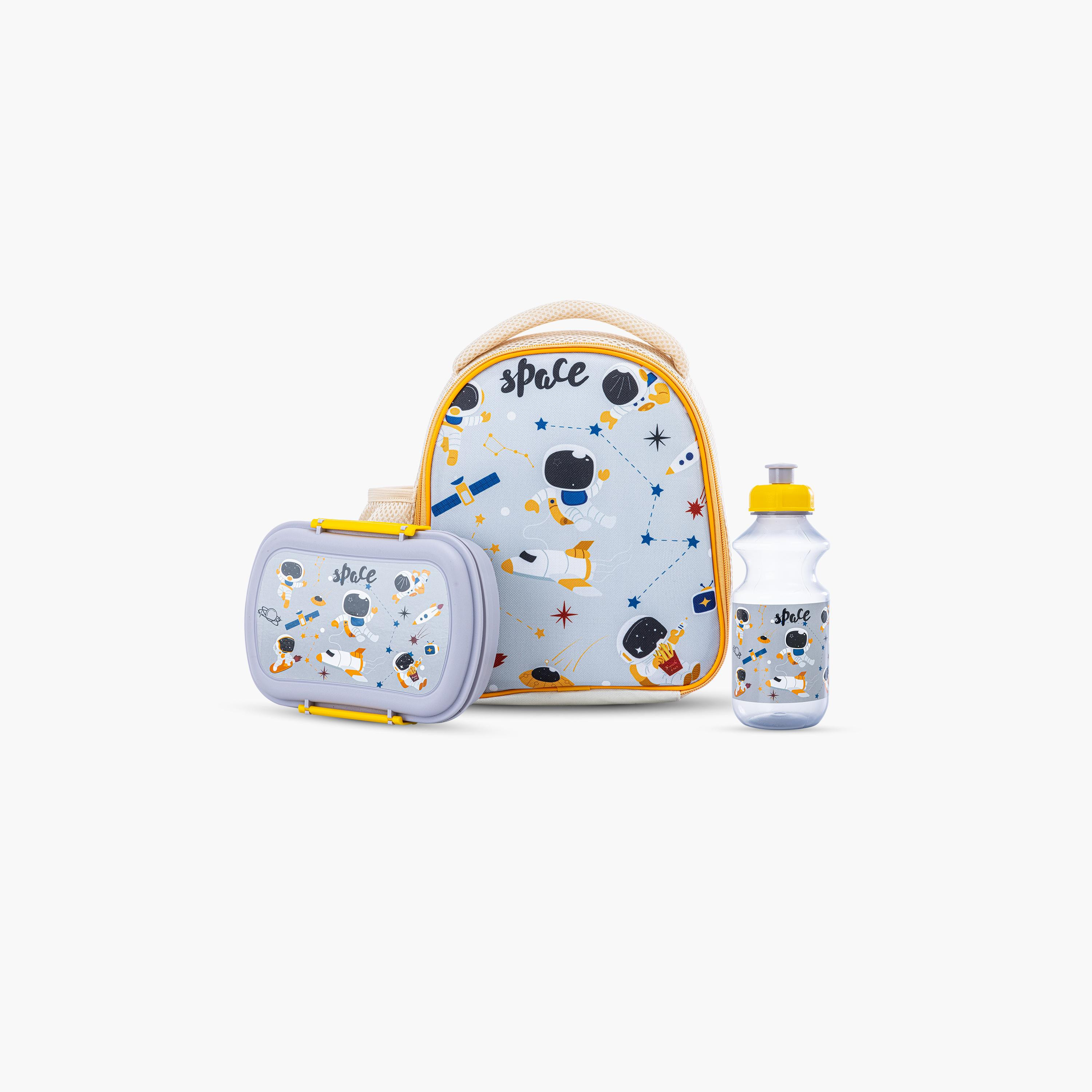 Nova Kids Lunch Bag with Lunch Box & Water Bottle - Astronauts - Yellow-school-lunchessentials-lunchbags-image-1
