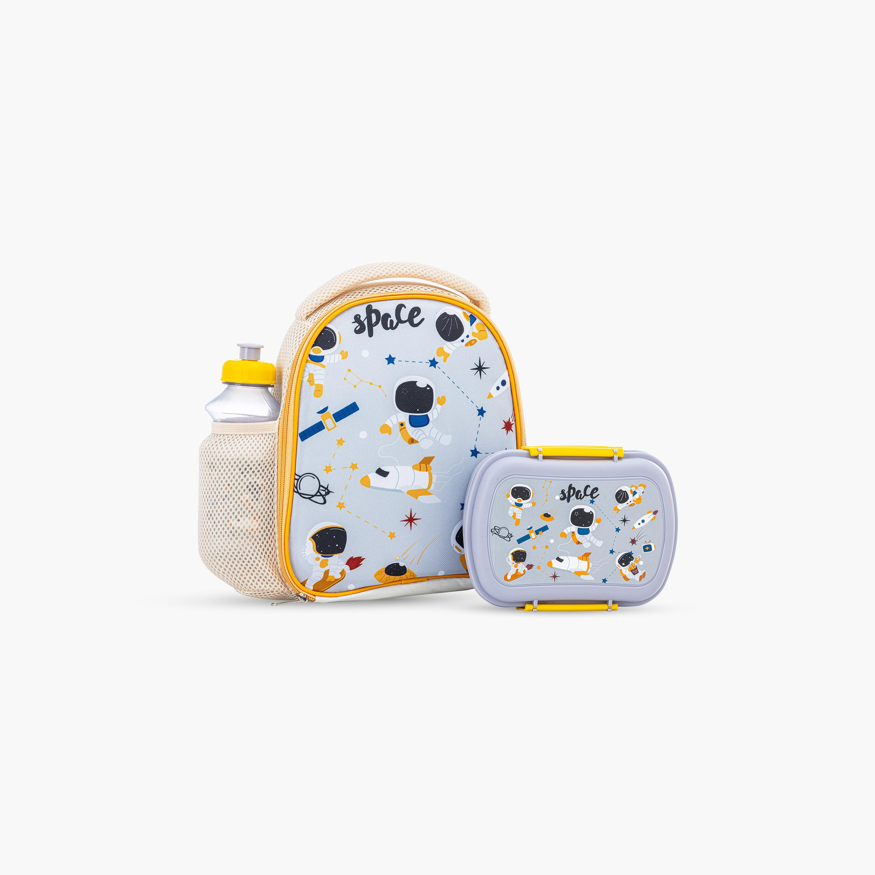 Nova Kids Lunch Bag with Lunch Box & Water Bottle - Astronauts - Yellow-school-lunchessentials-lunchbags-image-3