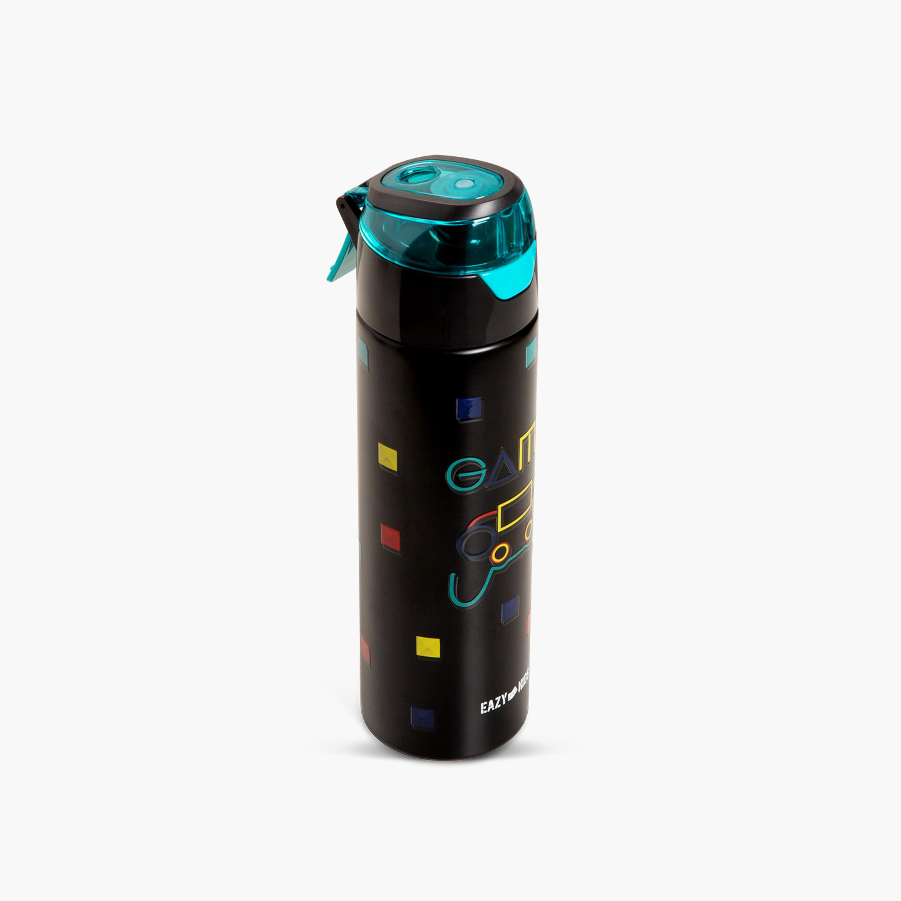 Eazy Kids Stainless Steel Insulated Water Bottle with Spray - 640 ml - Gamer - Black-school-waterbottles-image-3