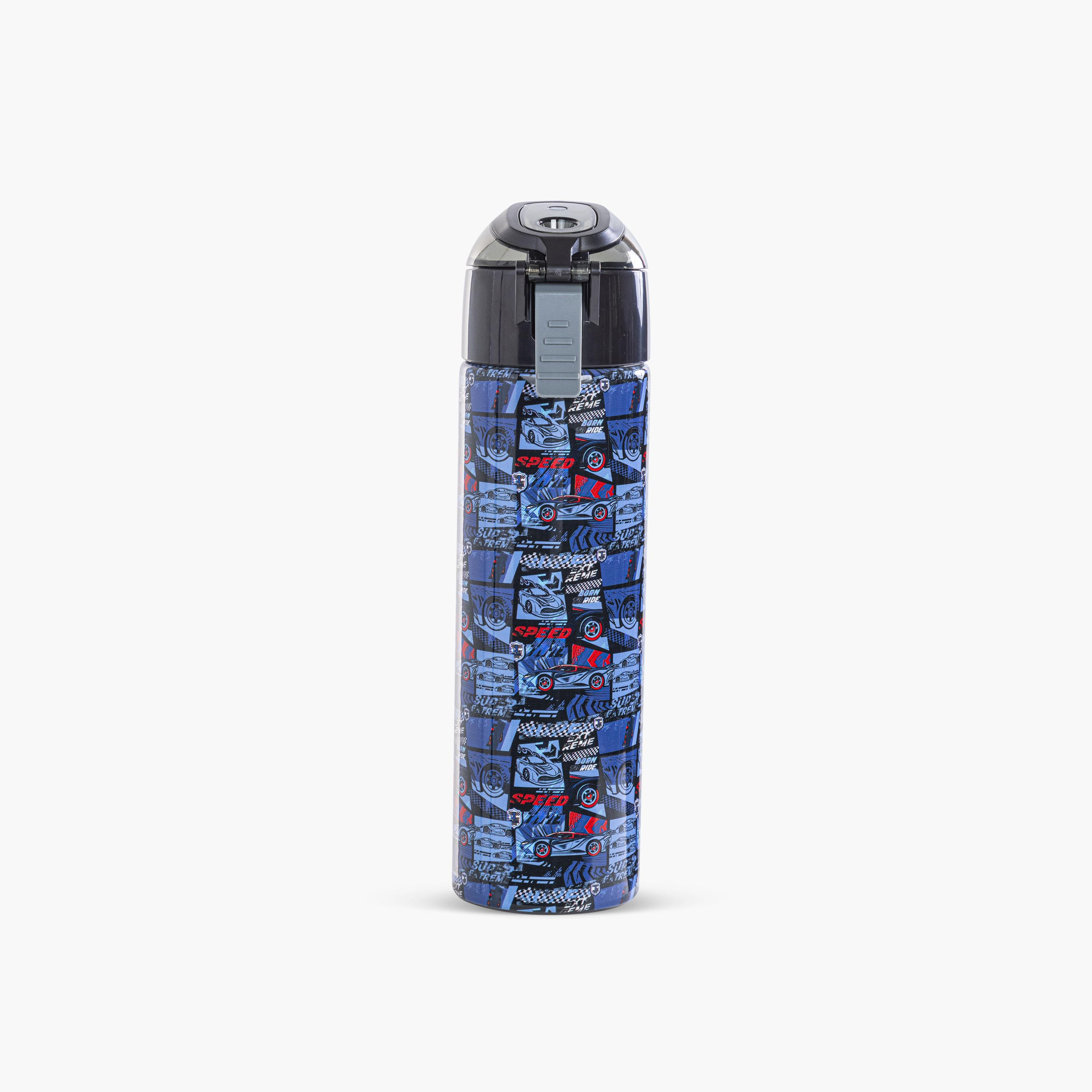 Eazy Kids Stainless Steel Insulated Water Bottle with Spray - 640 ml - T-Rex - Car Racing - Blue-school-waterbottles-image-10