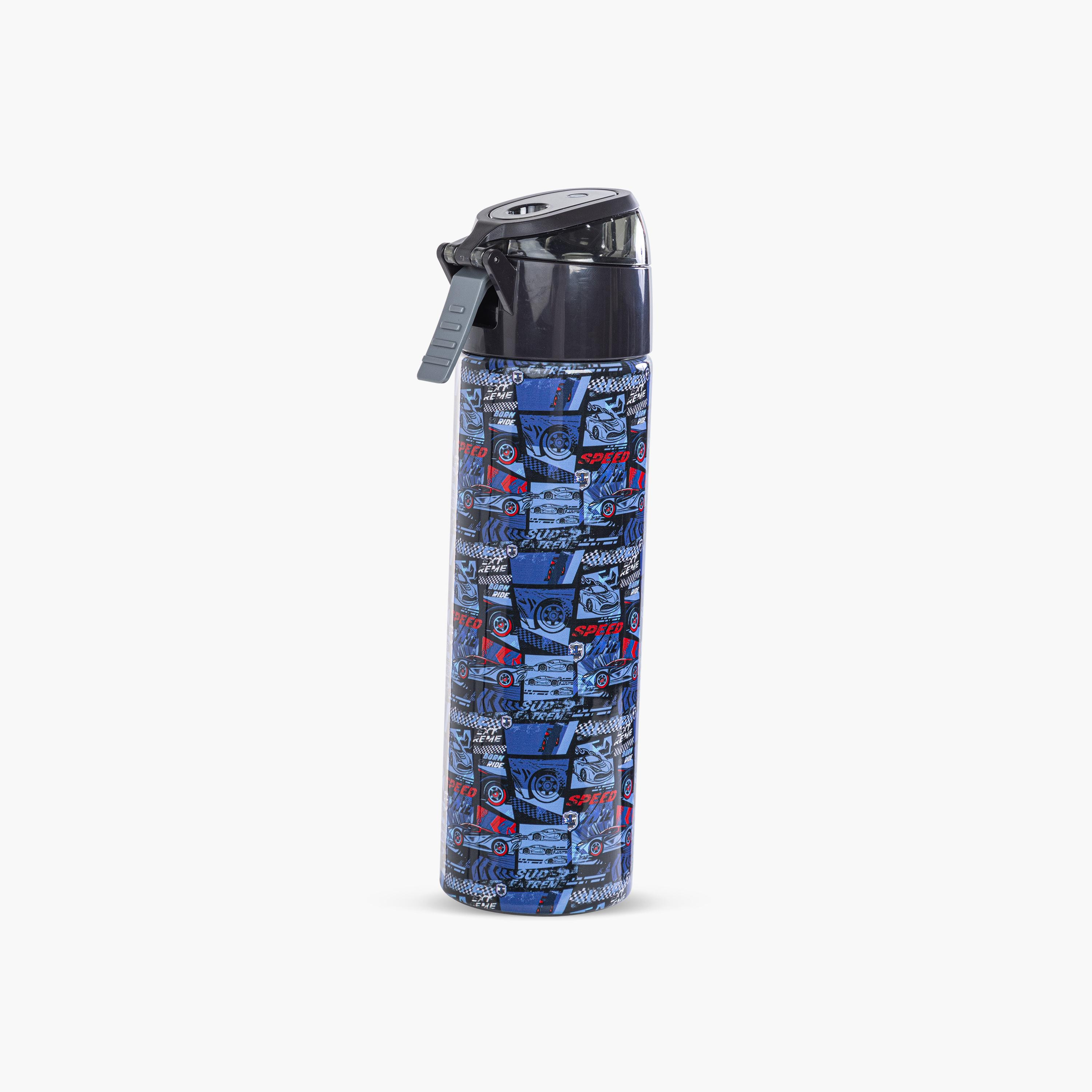 Eazy Kids Stainless Steel Insulated Water Bottle with Spray - 640 ml - T-Rex - Car Racing - Blue-school-waterbottles-image-11
