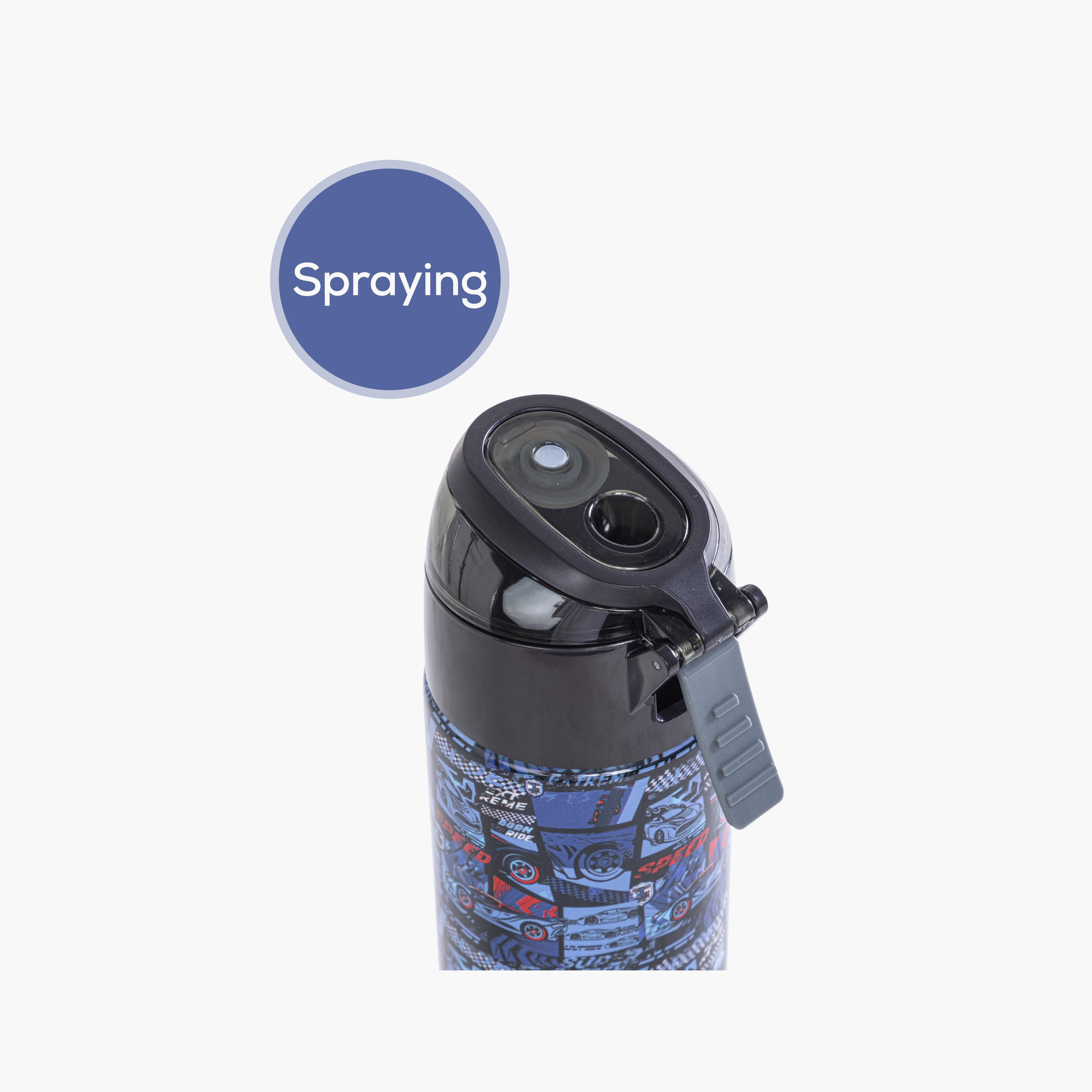 Eazy Kids Stainless Steel Insulated Water Bottle with Spray - 640 ml - T-Rex - Car Racing - Blue-school-waterbottles-image-13