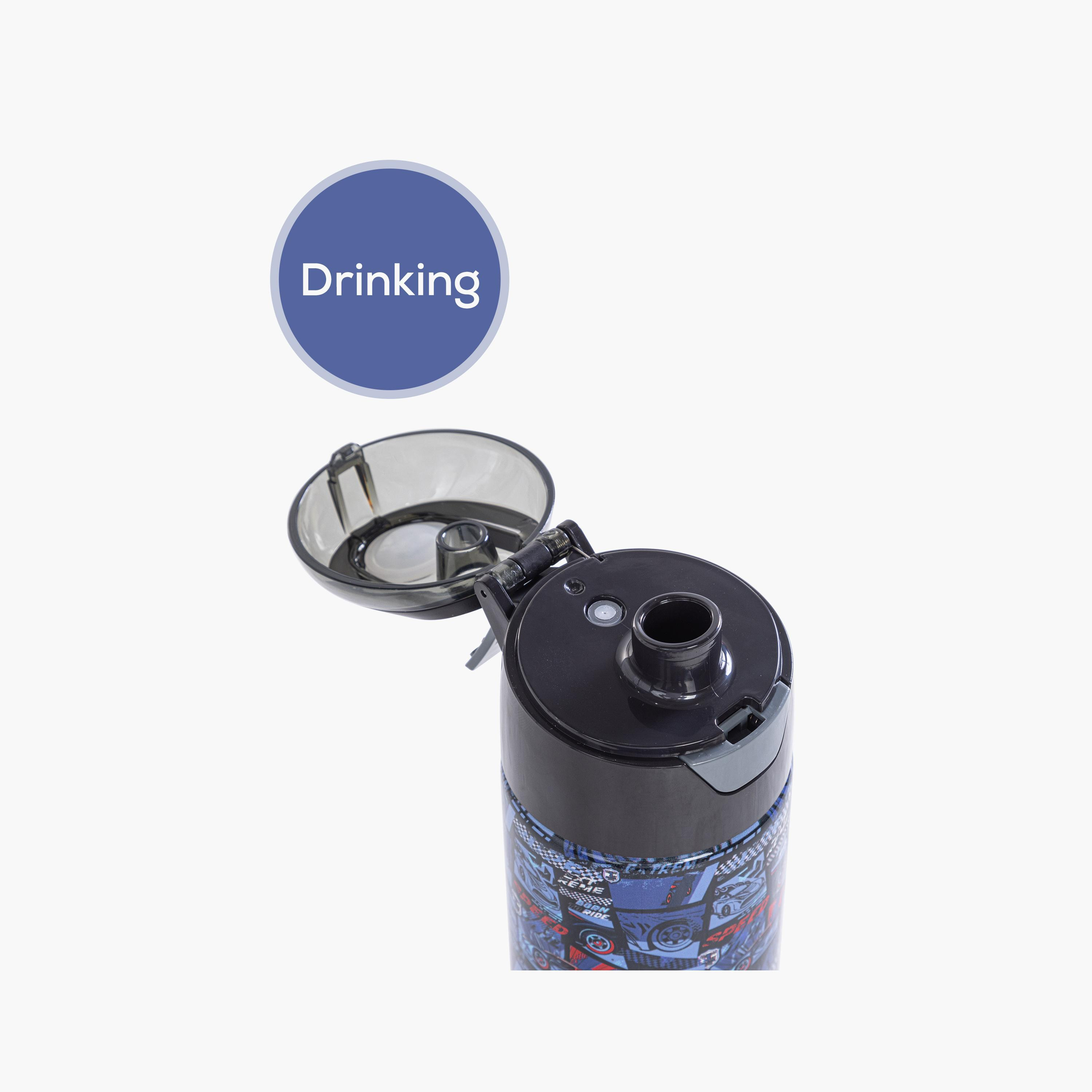 Eazy Kids Stainless Steel Insulated Water Bottle with Spray - 640 ml - T-Rex - Car Racing - Blue-school-waterbottles-image-14