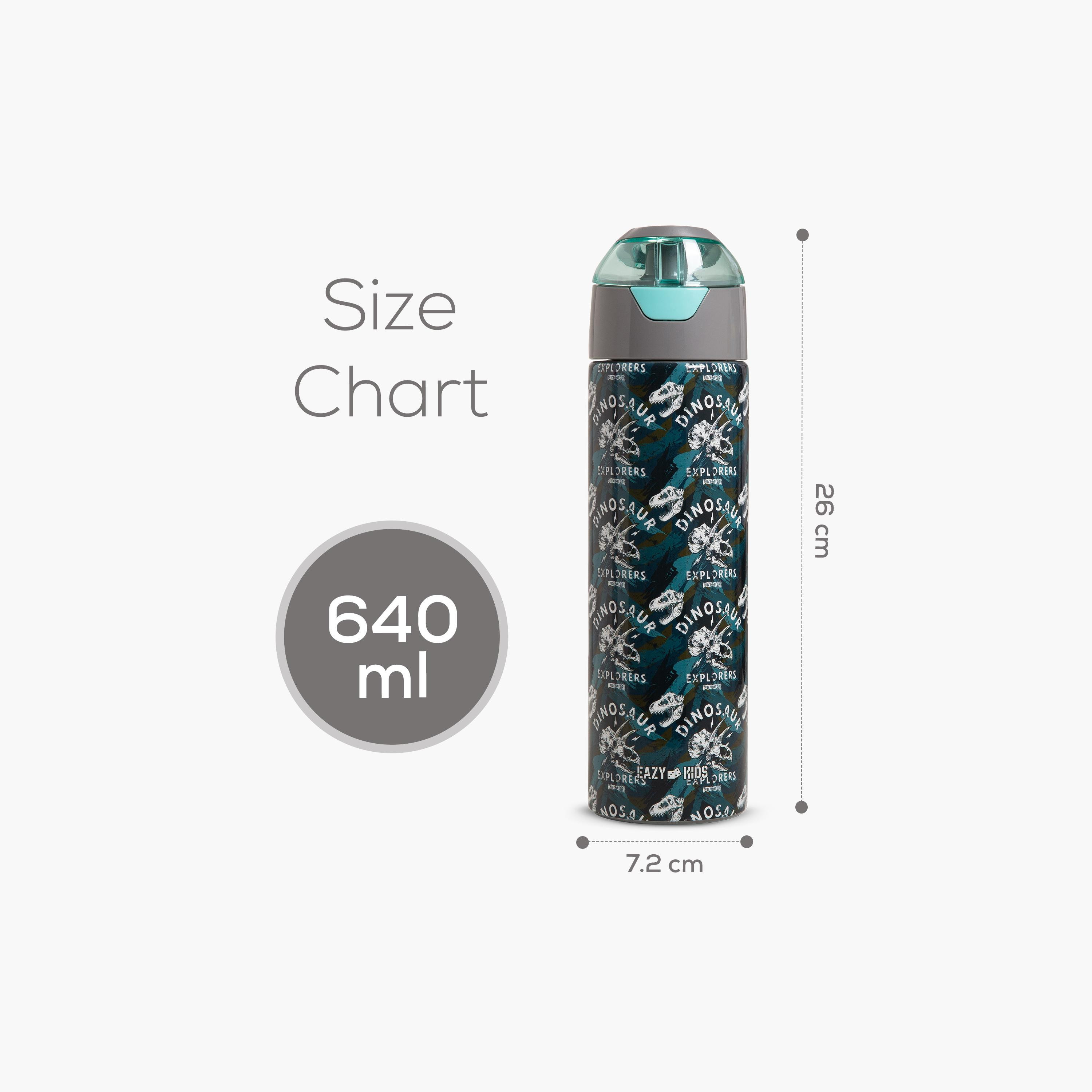 Eazy Kids Stainless Steel Insulated Water Bottle with Spray - 640 ml - Dinosaurs - Green-school-waterbottles-image-16