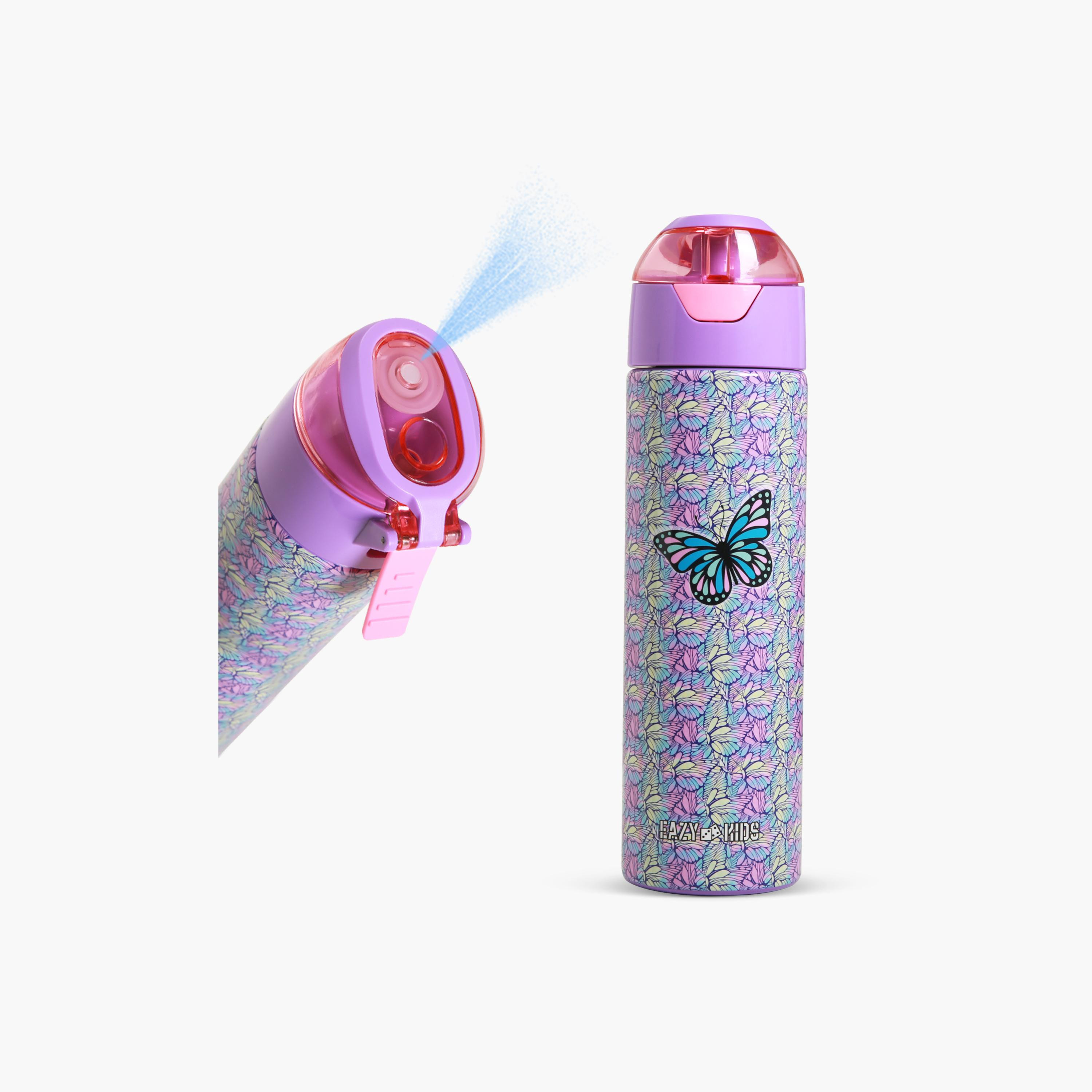 Eazy Kids Stainless Steel Insulated Water Bottle with Spray - 640 ml - Butterfly - Purple-school-waterbottles-image-1