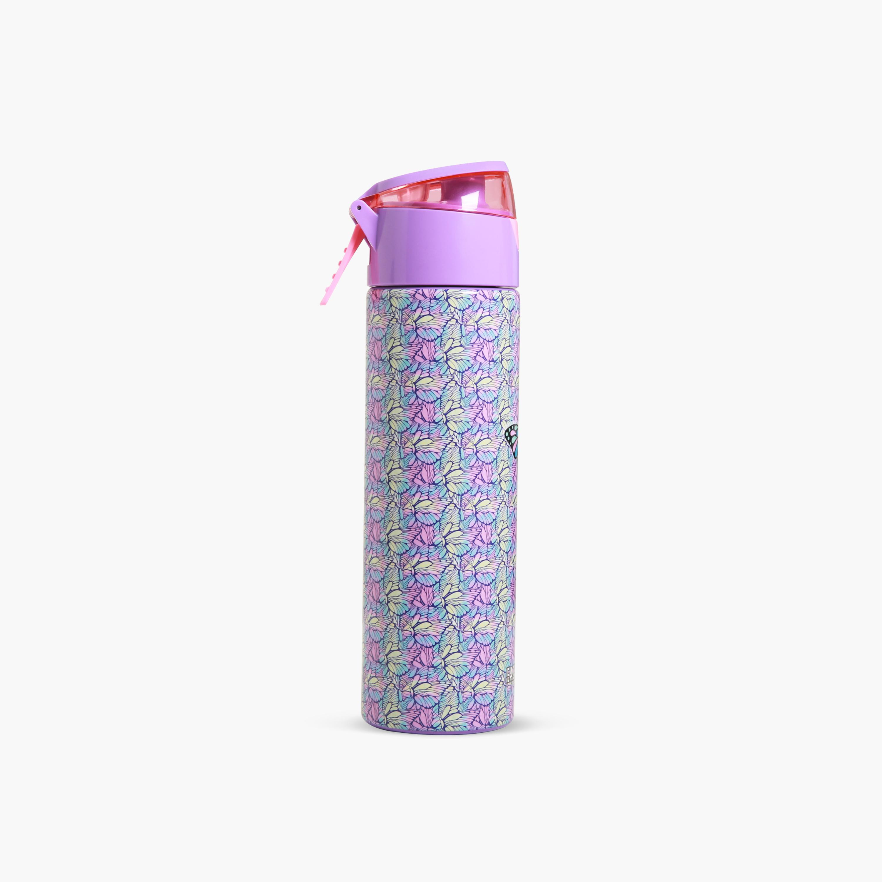 Eazy Kids Stainless Steel Insulated Water Bottle with Spray - 640 ml - Butterfly - Purple-school-waterbottles-image-2