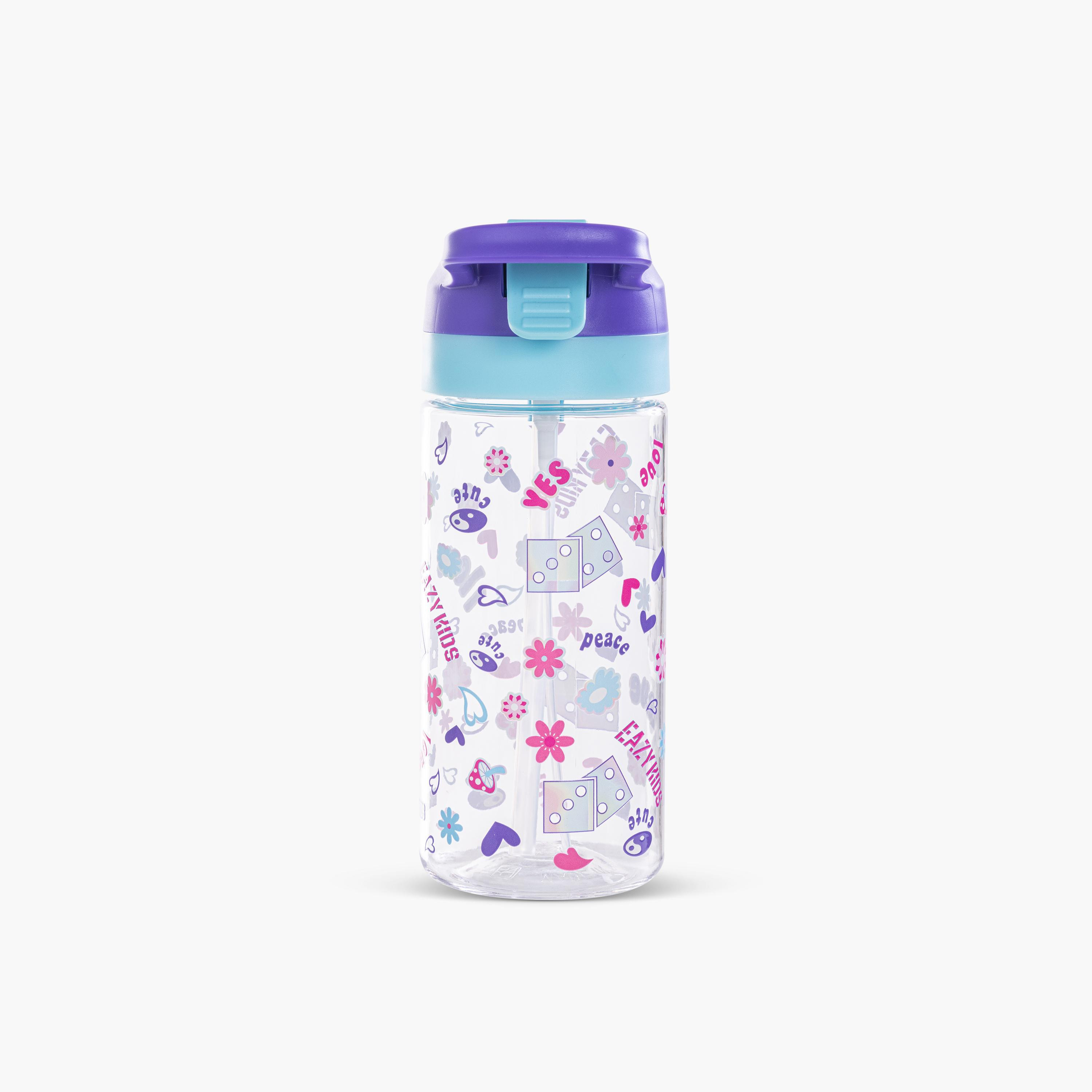 Eazy Kids Tritan Water Bottle with Spray - 500 ml - Floral - Purple-school-waterbottles-image-10