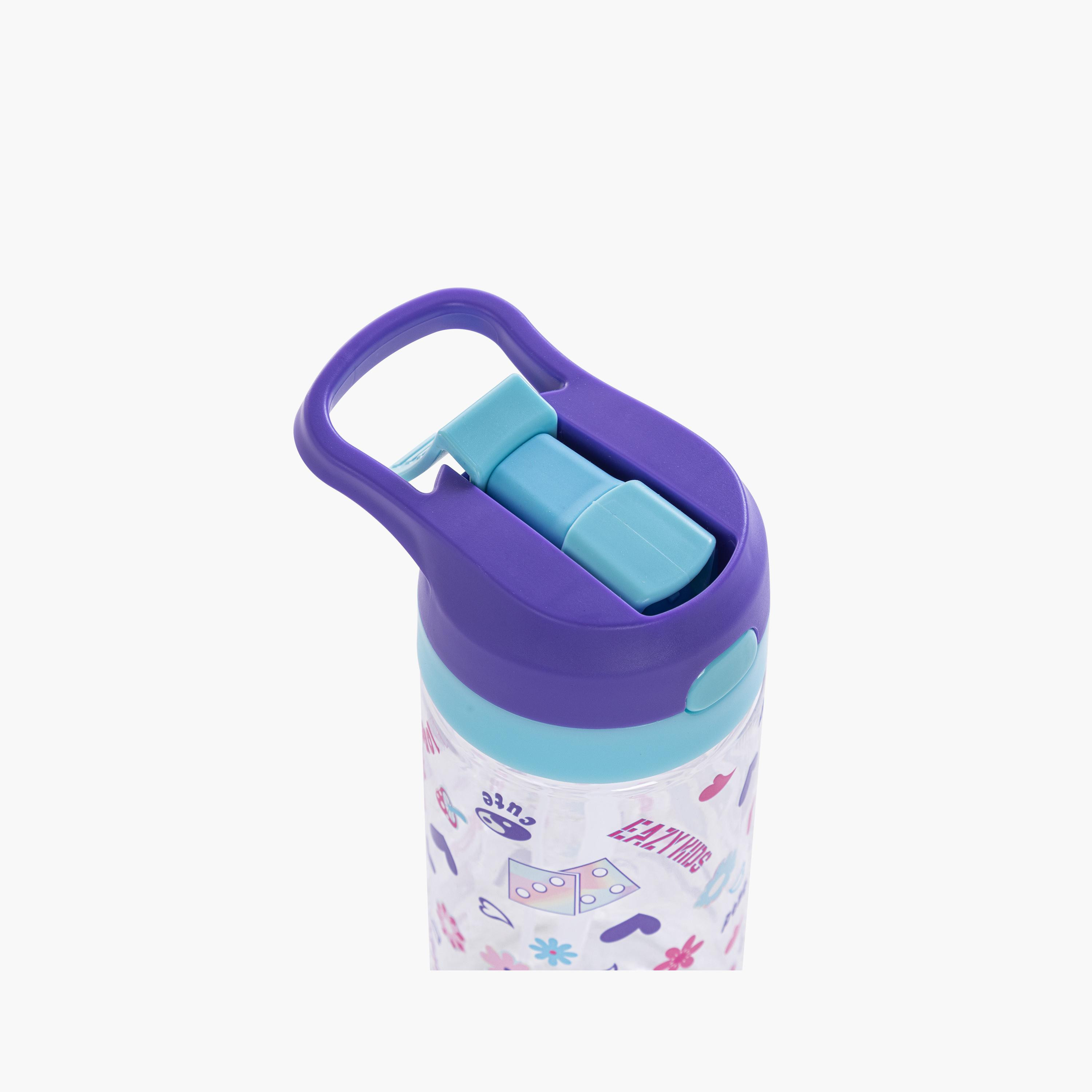 Eazy Kids Tritan Water Bottle with Spray - 500 ml - Floral - Purple-school-waterbottles-image-14