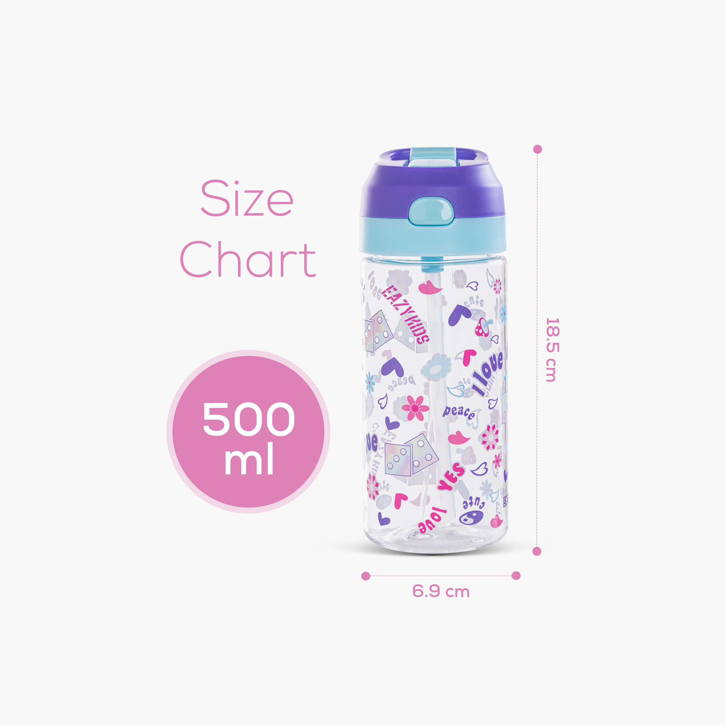 Eazy Kids Tritan Water Bottle with Spray - 500 ml - Floral - Purple-school-waterbottles-image-16