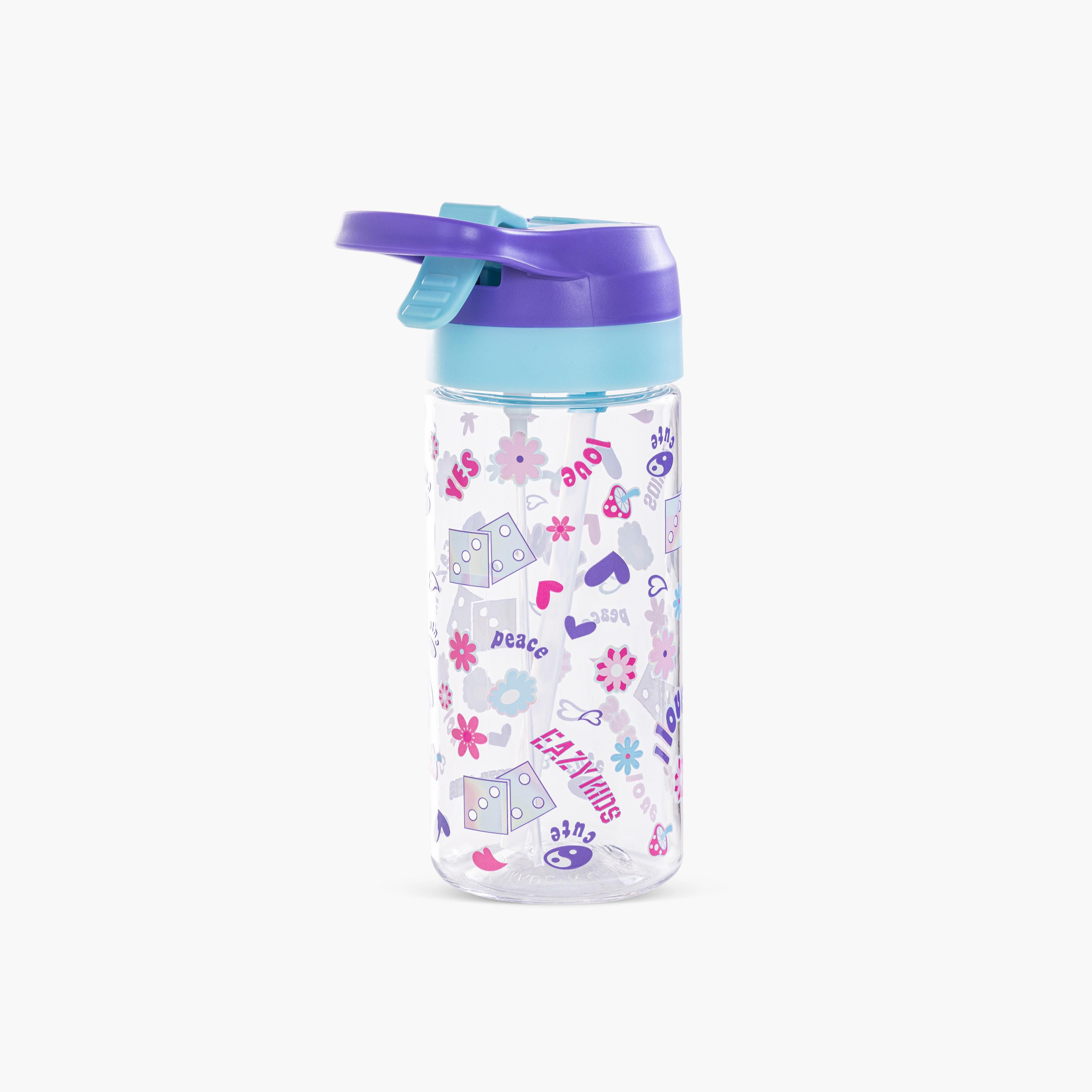 Eazy Kids Tritan Water Bottle with Spray - 500 ml - Floral - Purple-school-waterbottles-image-3