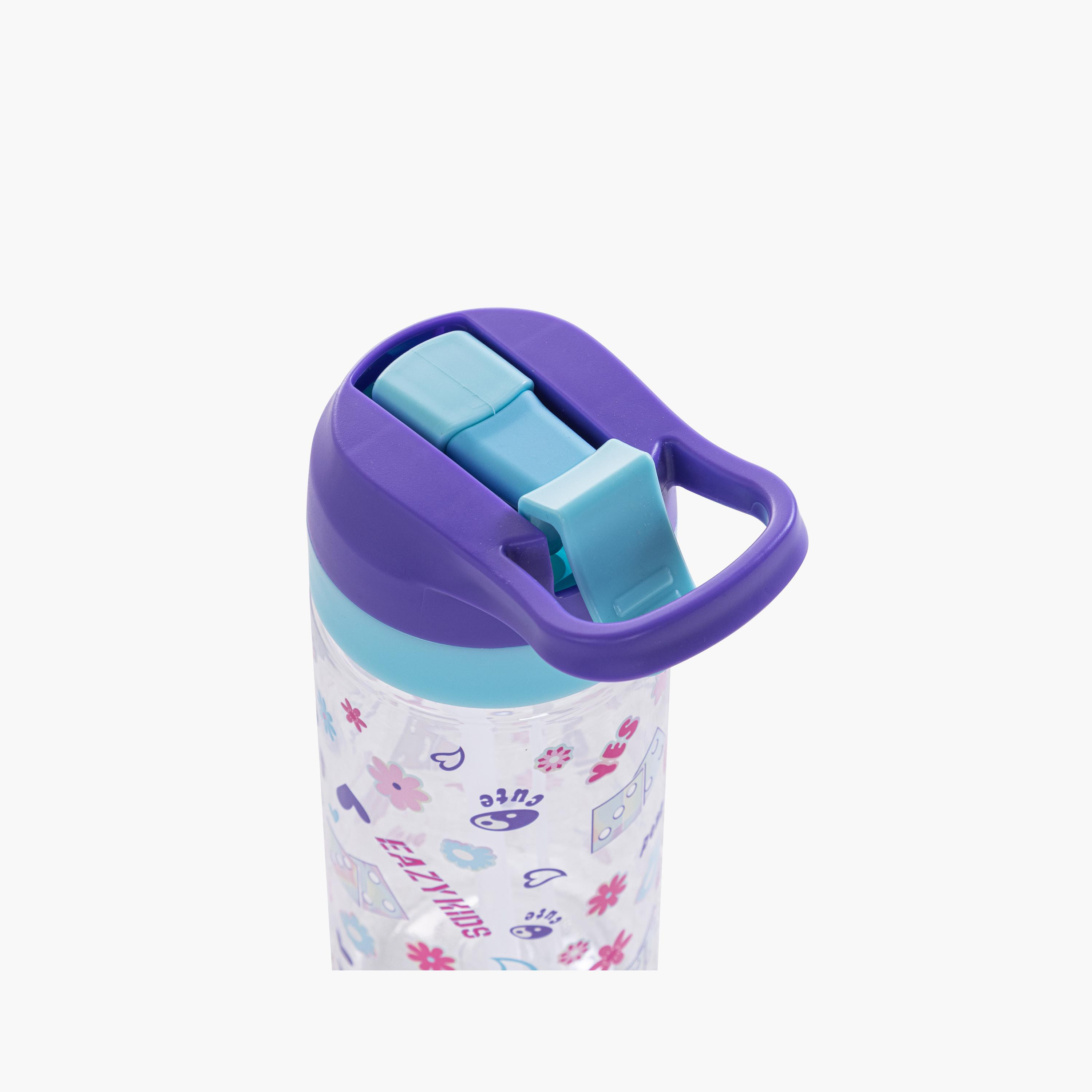 Eazy Kids Tritan Water Bottle with Spray - 500 ml - Floral - Purple-school-waterbottles-image-5