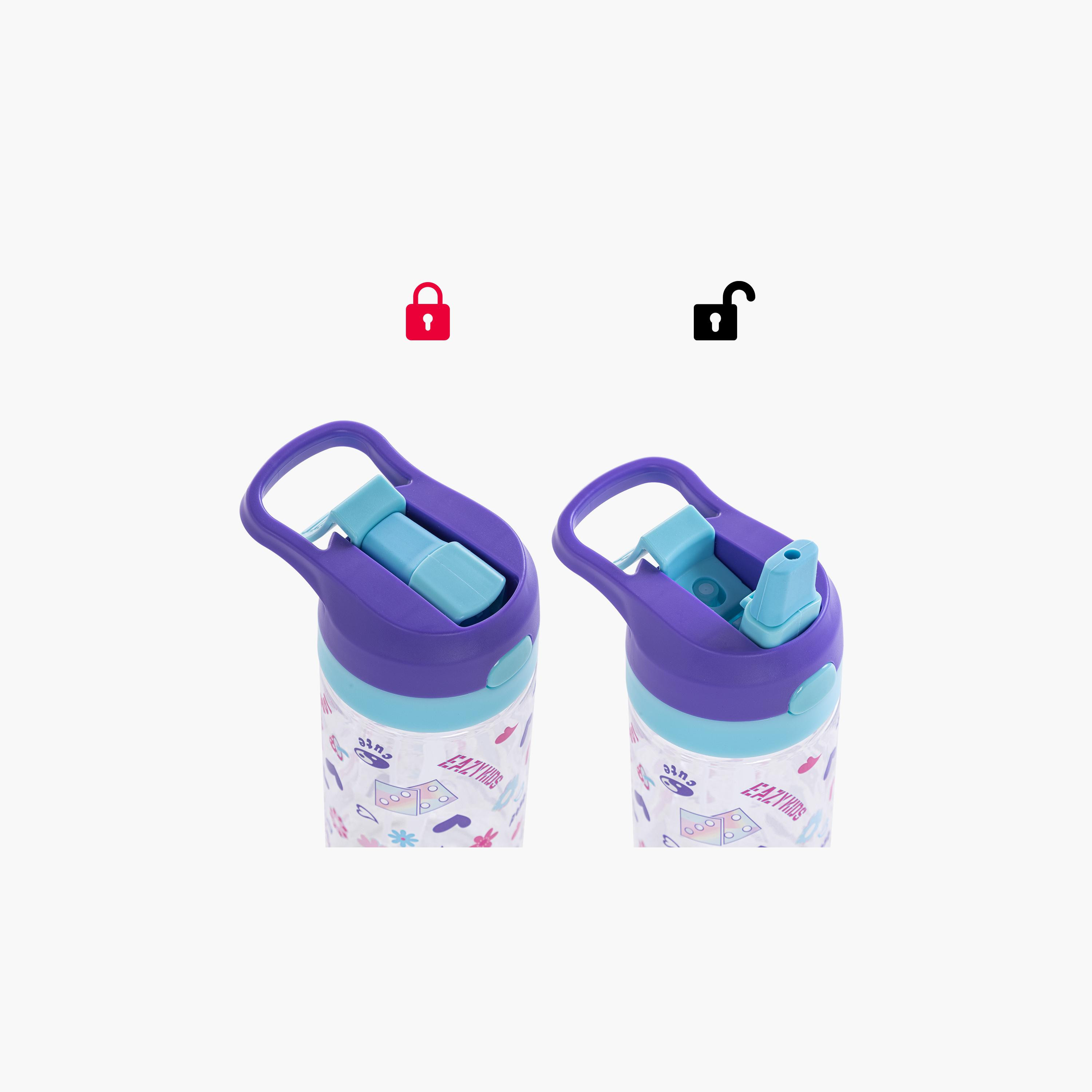Eazy Kids Tritan Water Bottle with Spray - 500 ml - Floral - Purple-school-waterbottles-image-7