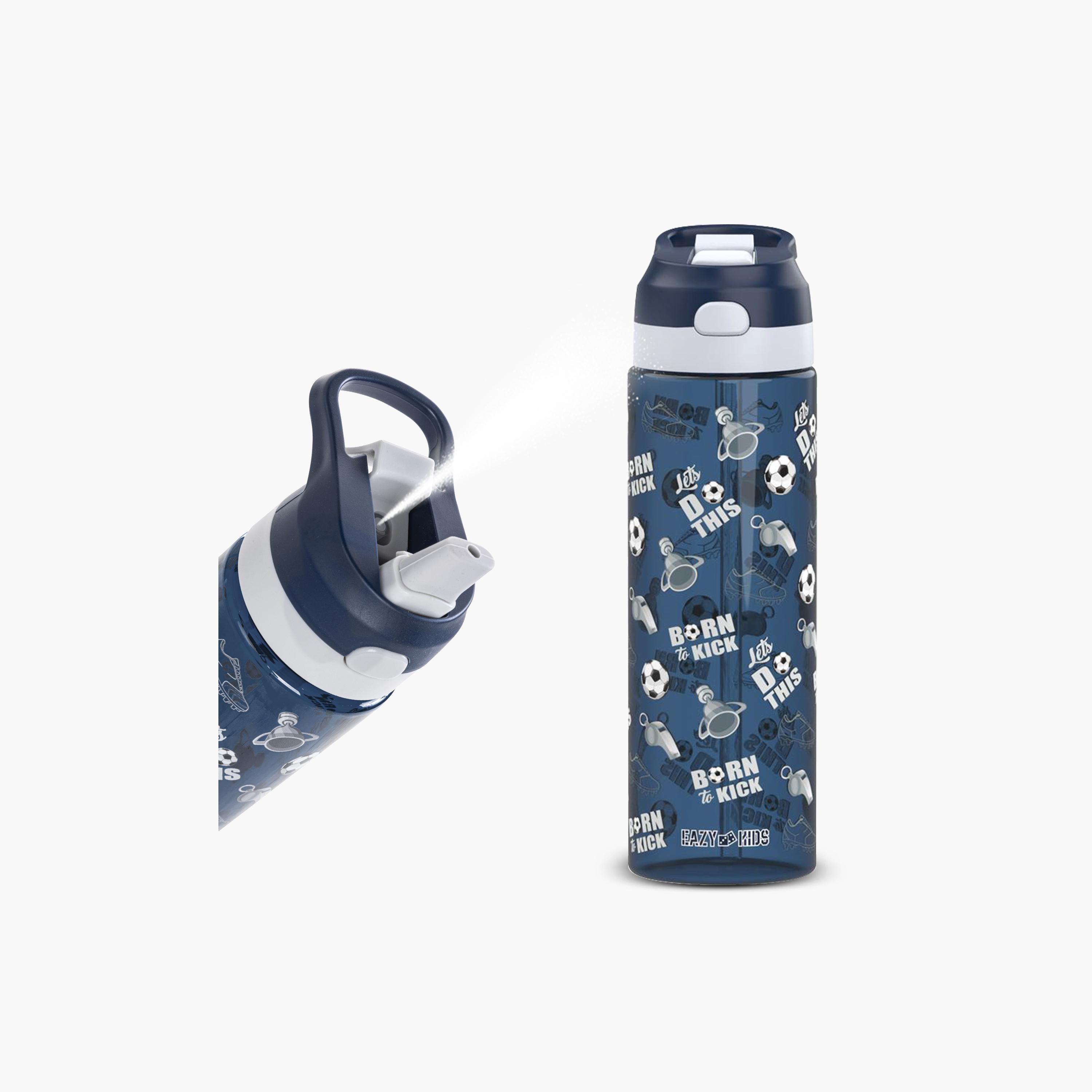 زجاجة مياه تريتان مع بخاخ من إيزي كيدز - 750 مل - كرة قدم - أزرق-school-waterbottles-image-1