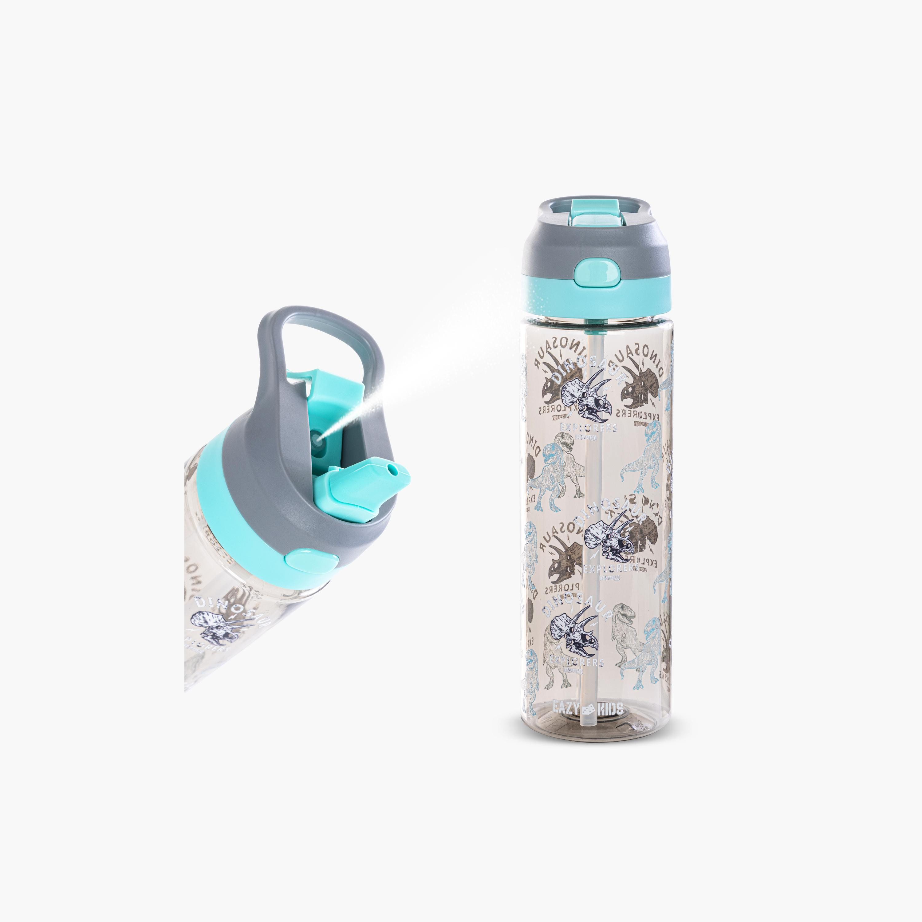 Eazy Kids Tritan Water Bottle with Spray - 750 ml - Dinosaur - Grey-school-waterbottles-image-1
