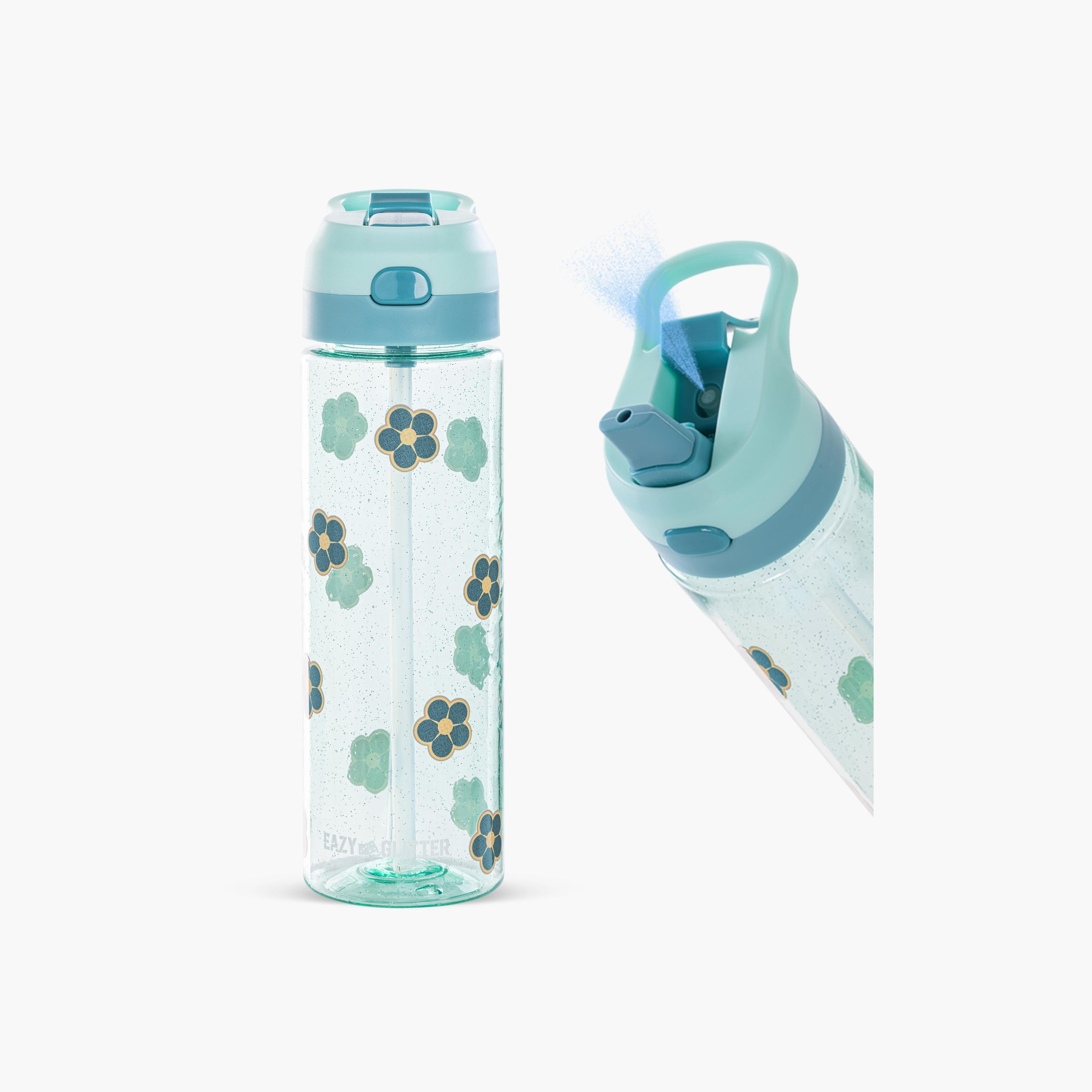 Eazy Kids Tritan Water Bottle with Spray - 750 ml - Floral - Green-school-waterbottles-image-10