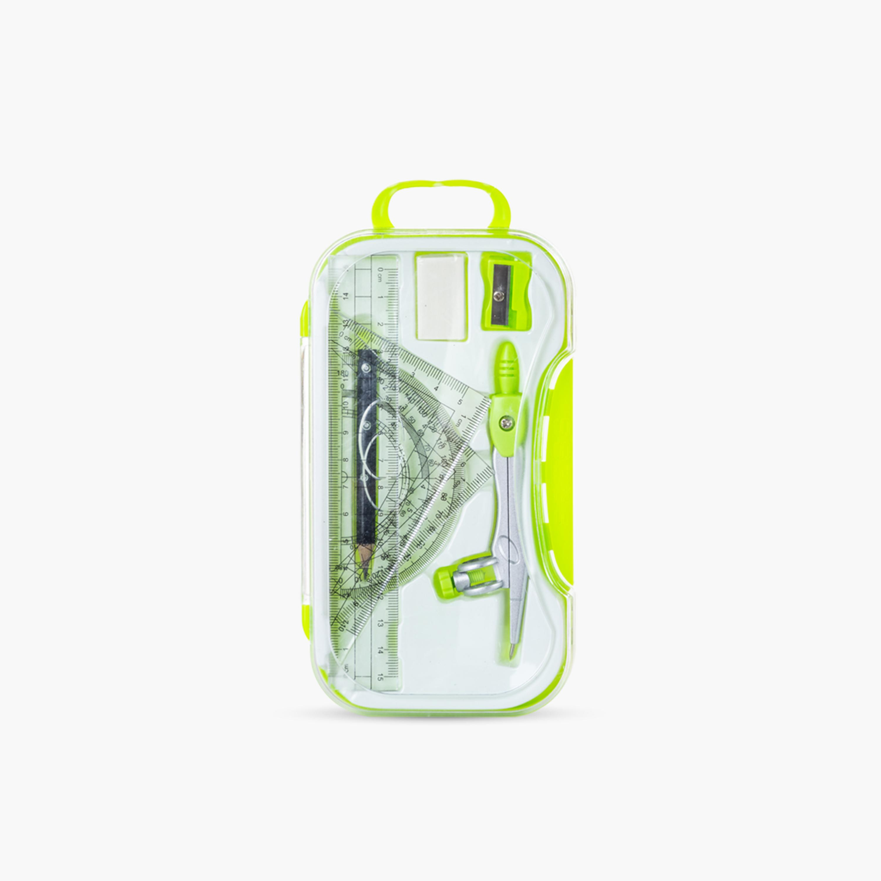 مجموعة صندوق هندسي من إيزي كيدز، مكونة من 8 قطع مع علبة بلاستيكية-school-stationery-sets-image-7