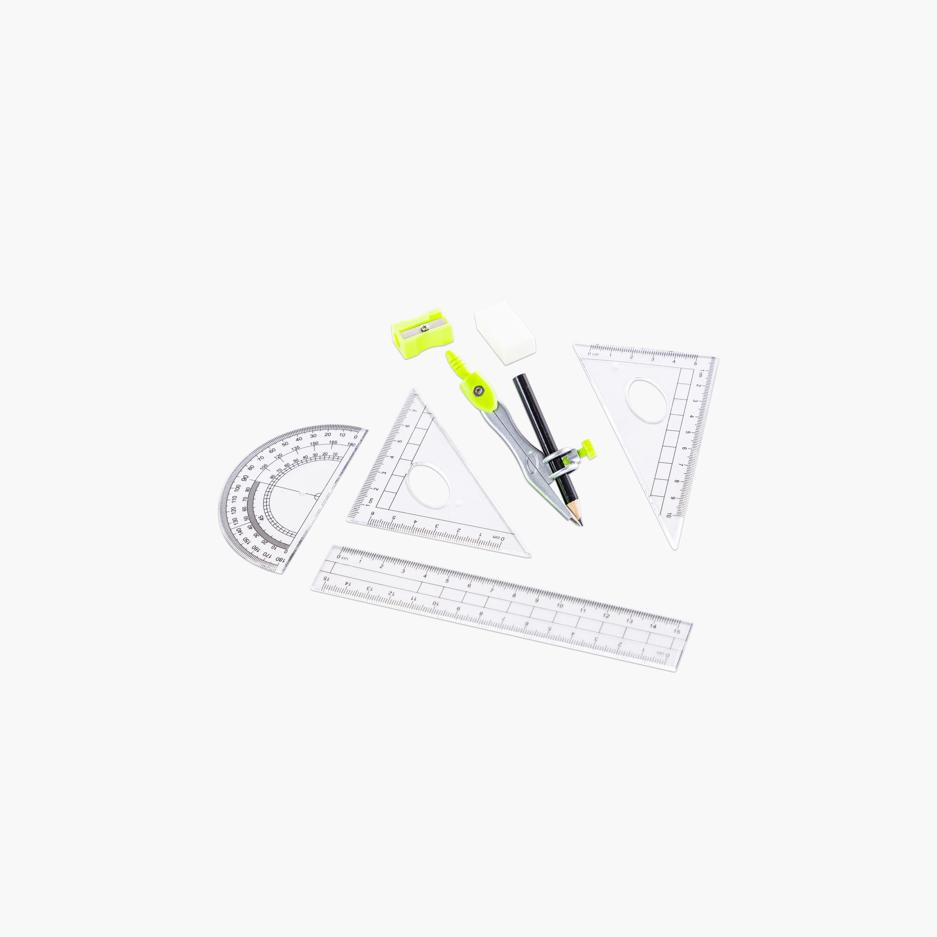 مجموعة صندوق هندسي من إيزي كيدز، مكونة من 8 قطع مع علبة بلاستيكية-school-stationery-sets-image-9
