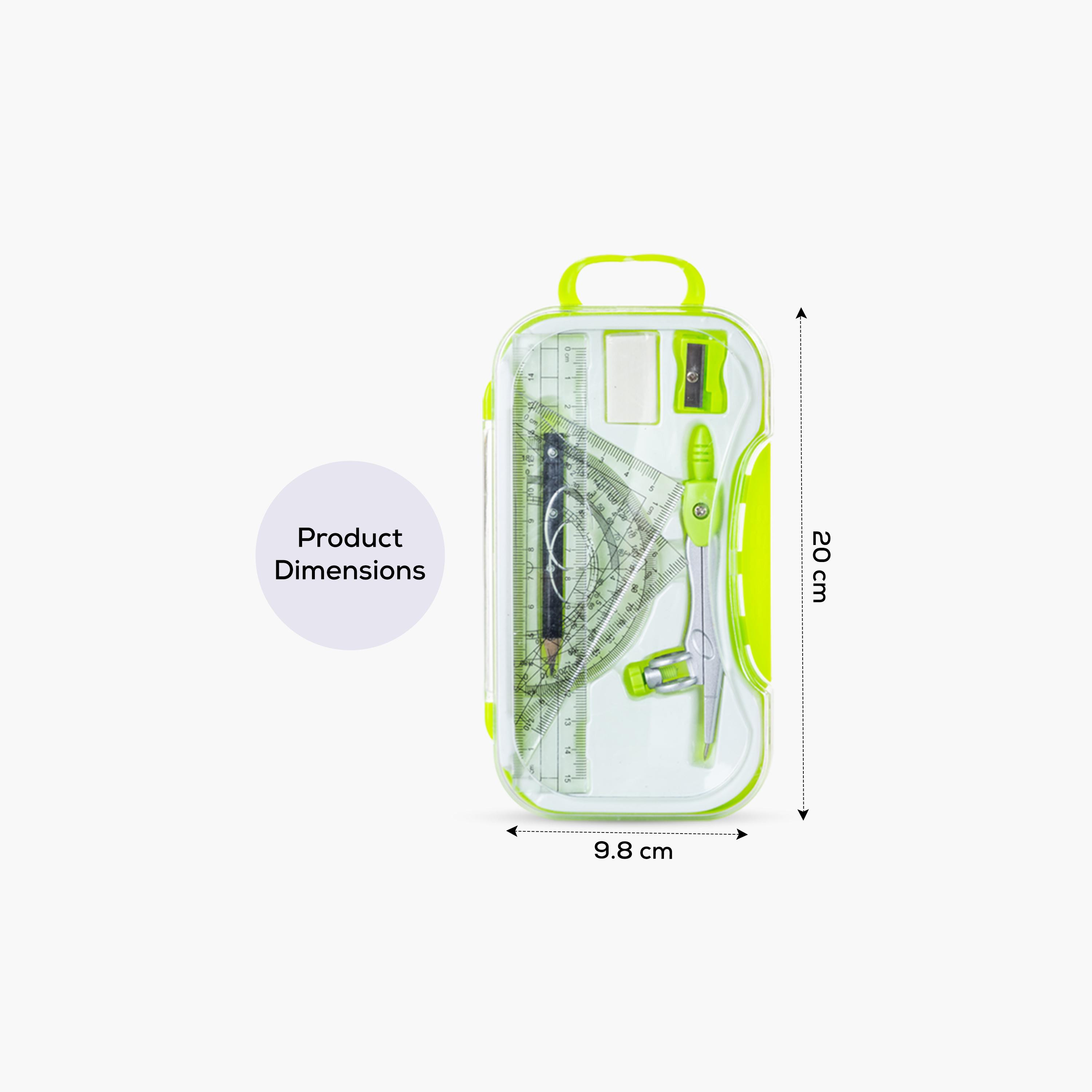 مجموعة صندوق هندسي من إيزي كيدز، مكونة من 8 قطع مع علبة بلاستيكية-school-stationery-sets-image-12