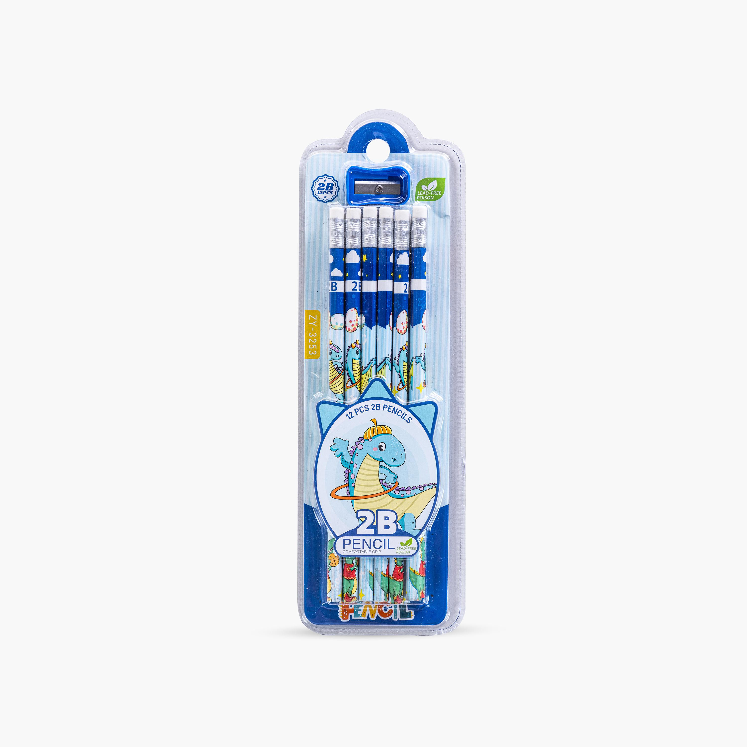 Eazy Kids 12-Piece 2B Pencils with Eraser & Sharpener - Blue-school-stationery-pensandpencils-image-6