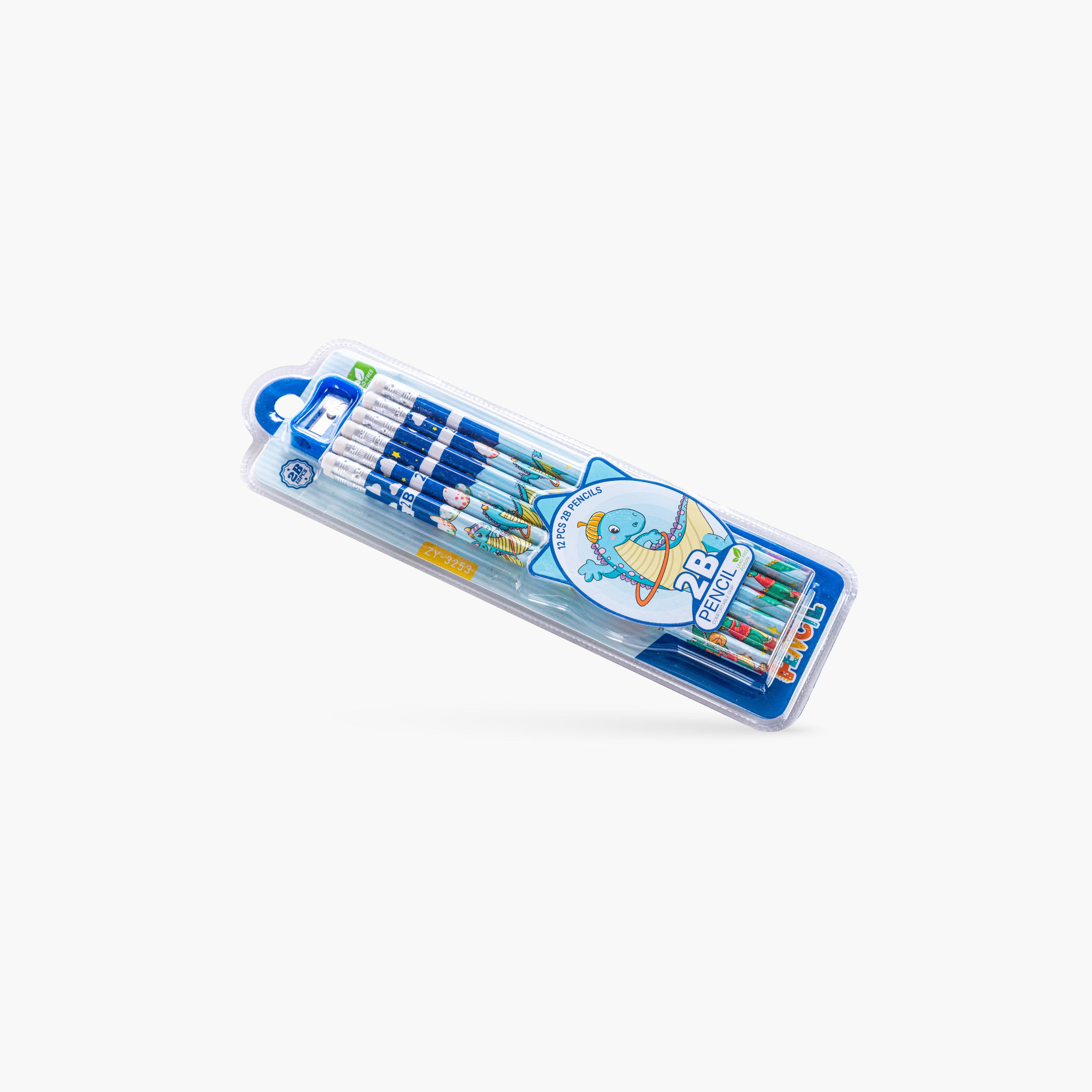 Eazy Kids 12-Piece 2B Pencils with Eraser & Sharpener - Blue-school-stationery-pensandpencils-image-7