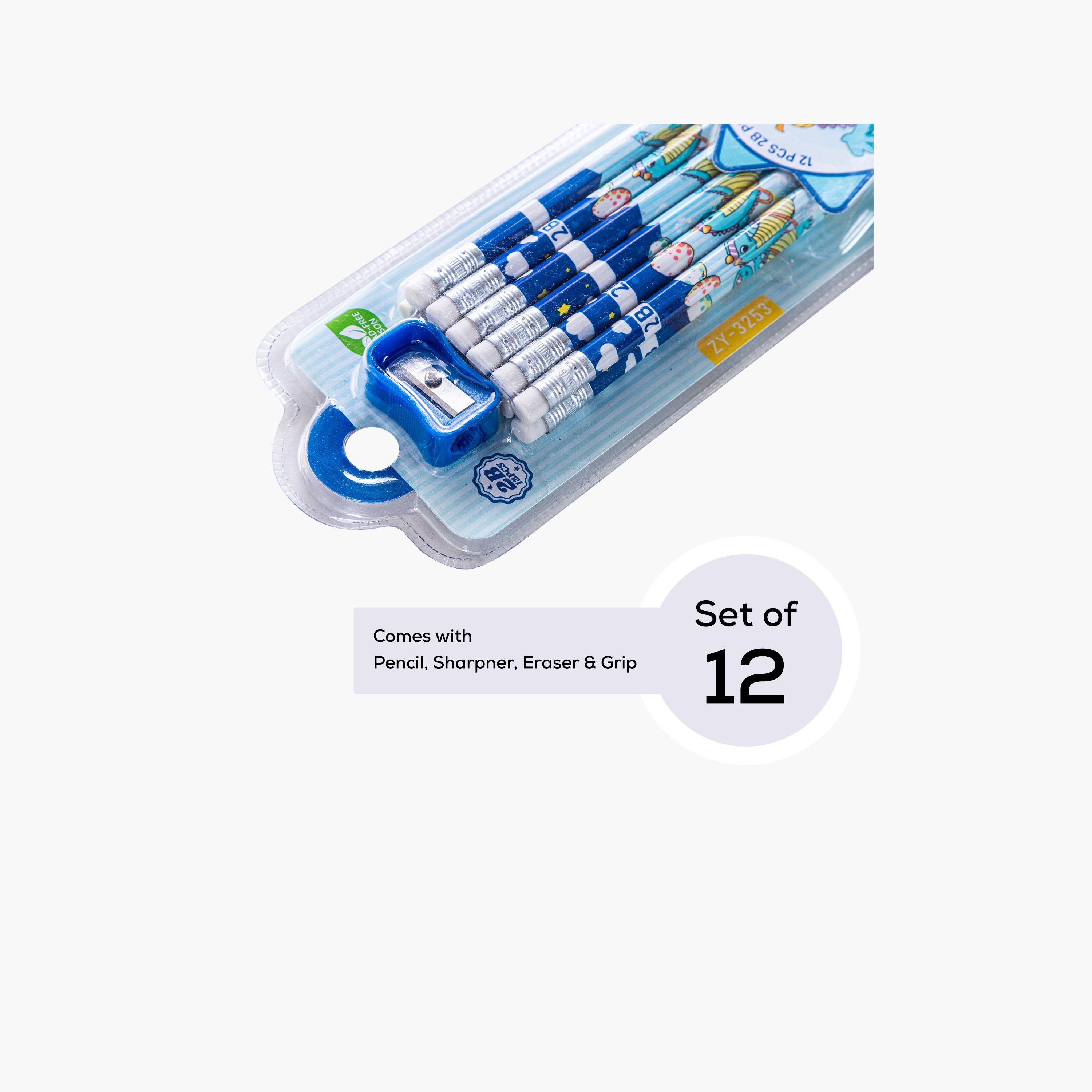 Eazy Kids 12-Piece 2B Pencils with Eraser & Sharpener - Blue-school-stationery-pensandpencils-image-8