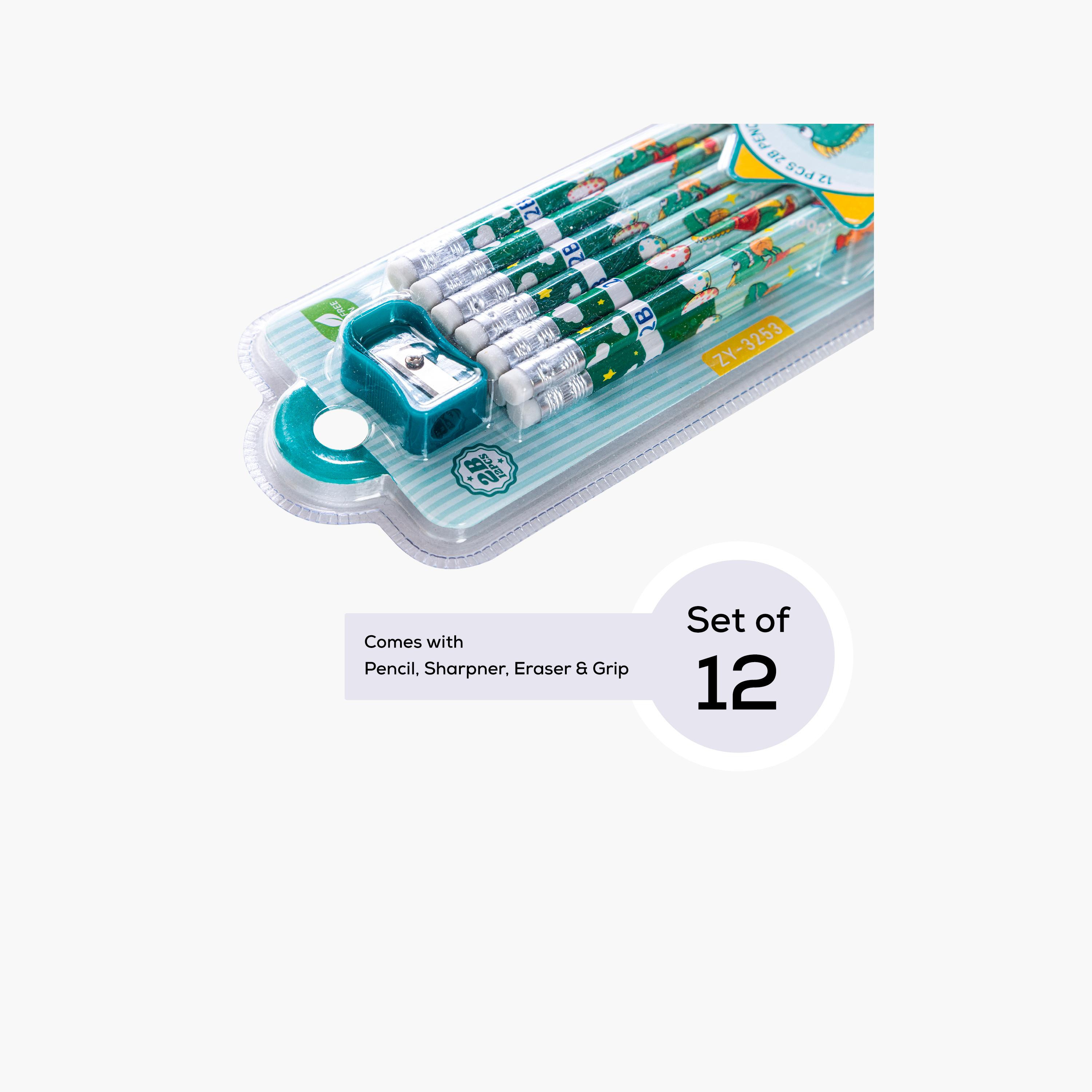 Eazy Kids 12-Piece 2B Pencils with Eraser & Sharpener - Green-school-stationery-pensandpencils-image-3