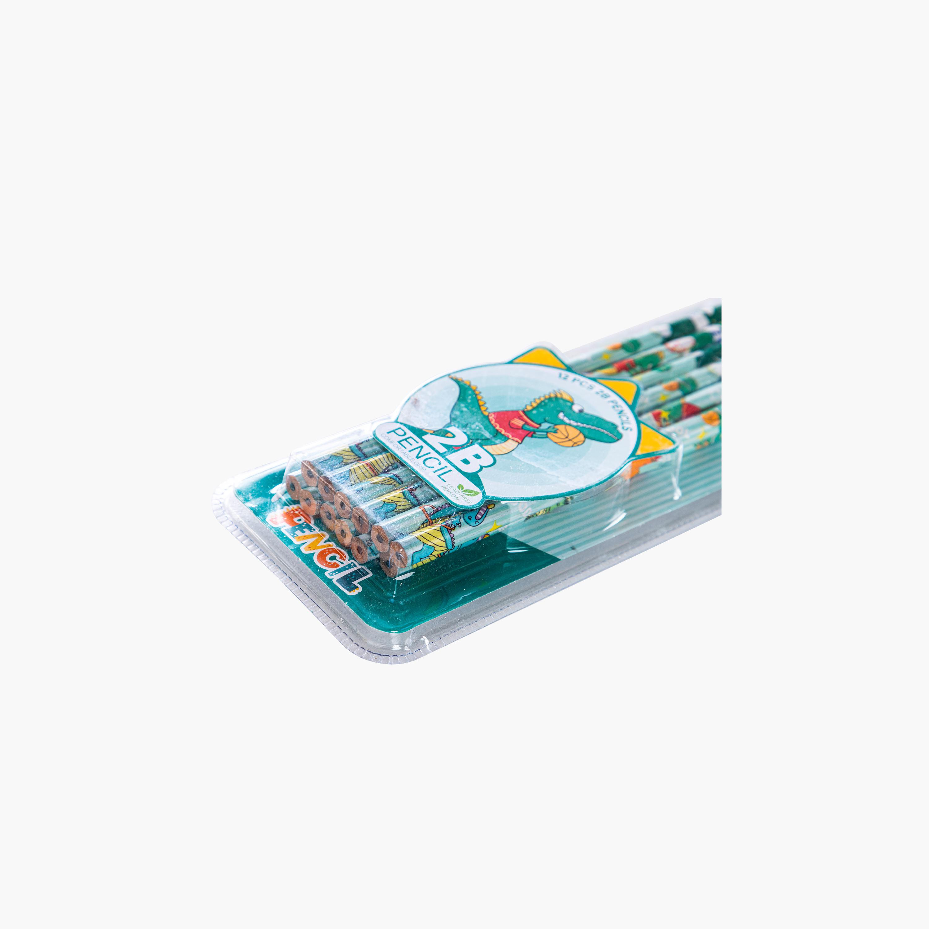 Eazy Kids 12-Piece 2B Pencils with Eraser & Sharpener - Green-school-stationery-pensandpencils-image-4