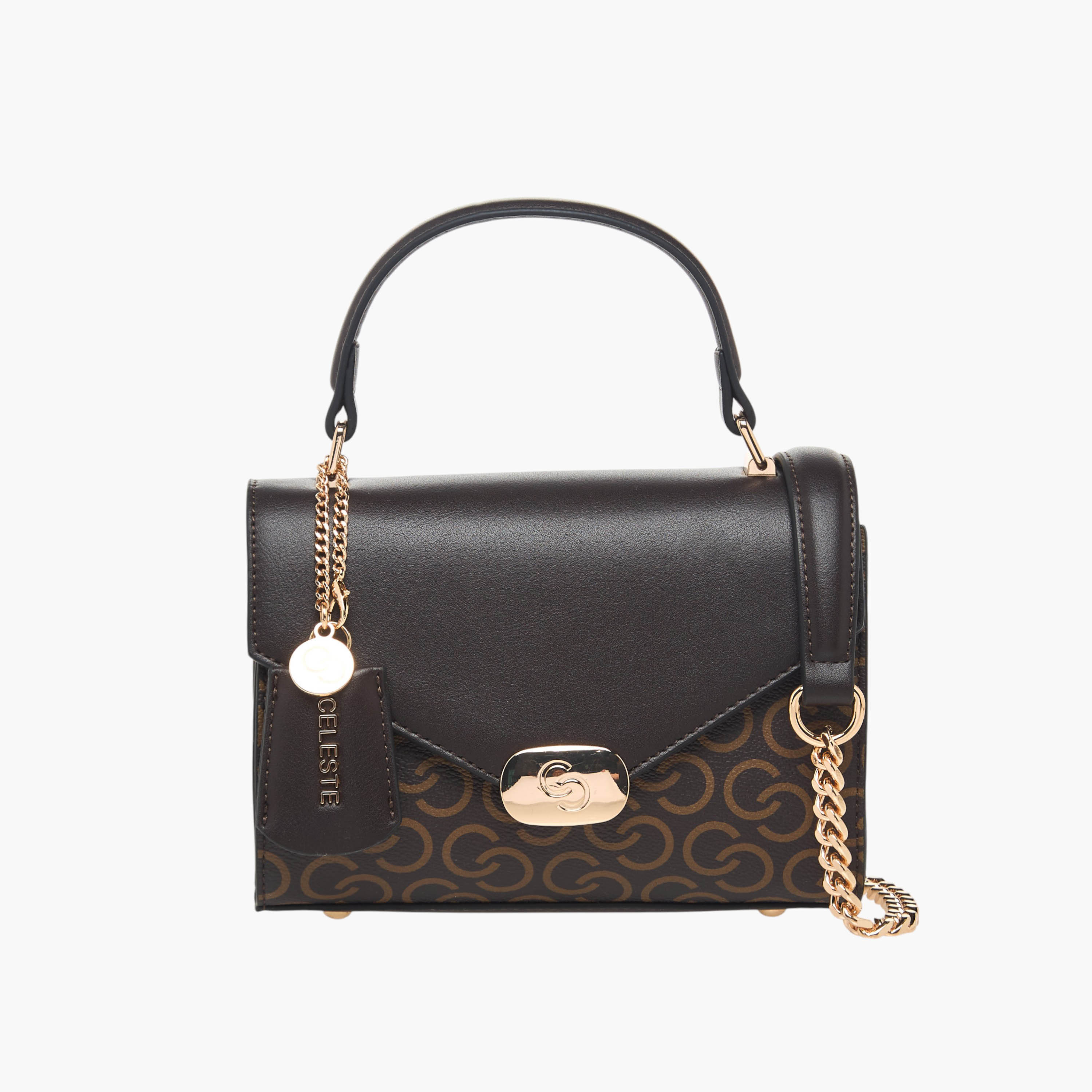شنطة ساتشل بطبعات مونوجرام مع مقبض حمل من سيليست-women-bagsandwallets-handbags-image-1
