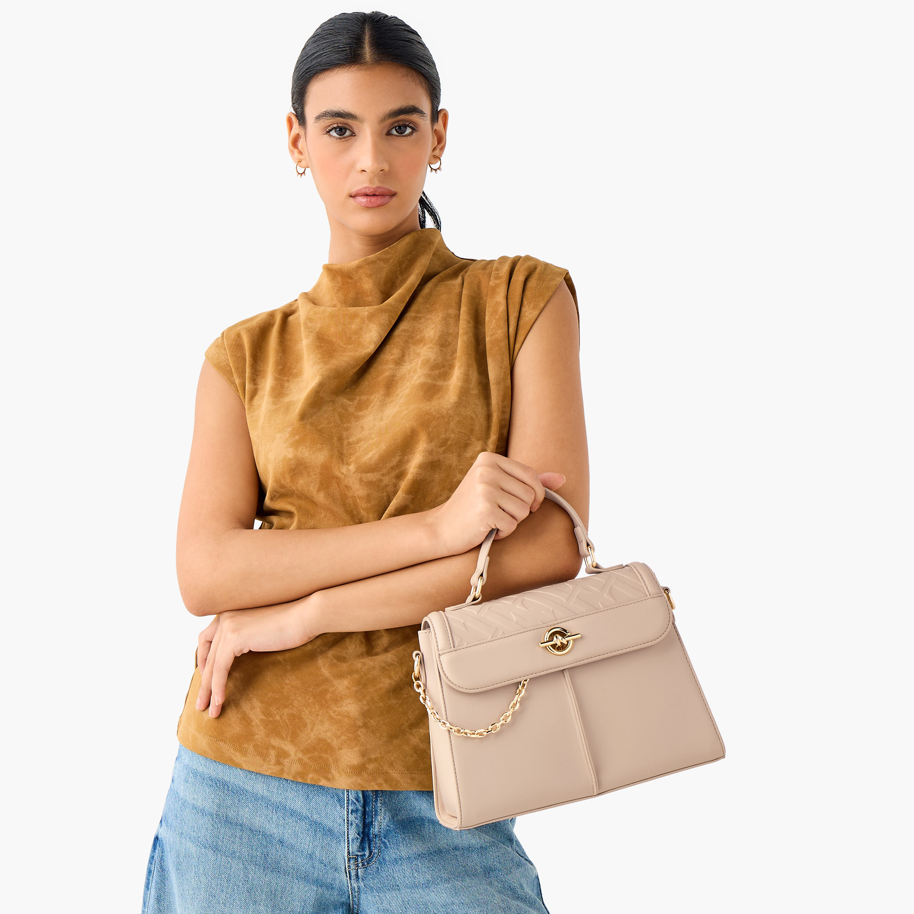 شنطة ساتشيل بنقشة شعار وحزام قابل للفصل من إيل-women-bagsandwallets-handbags-image-2