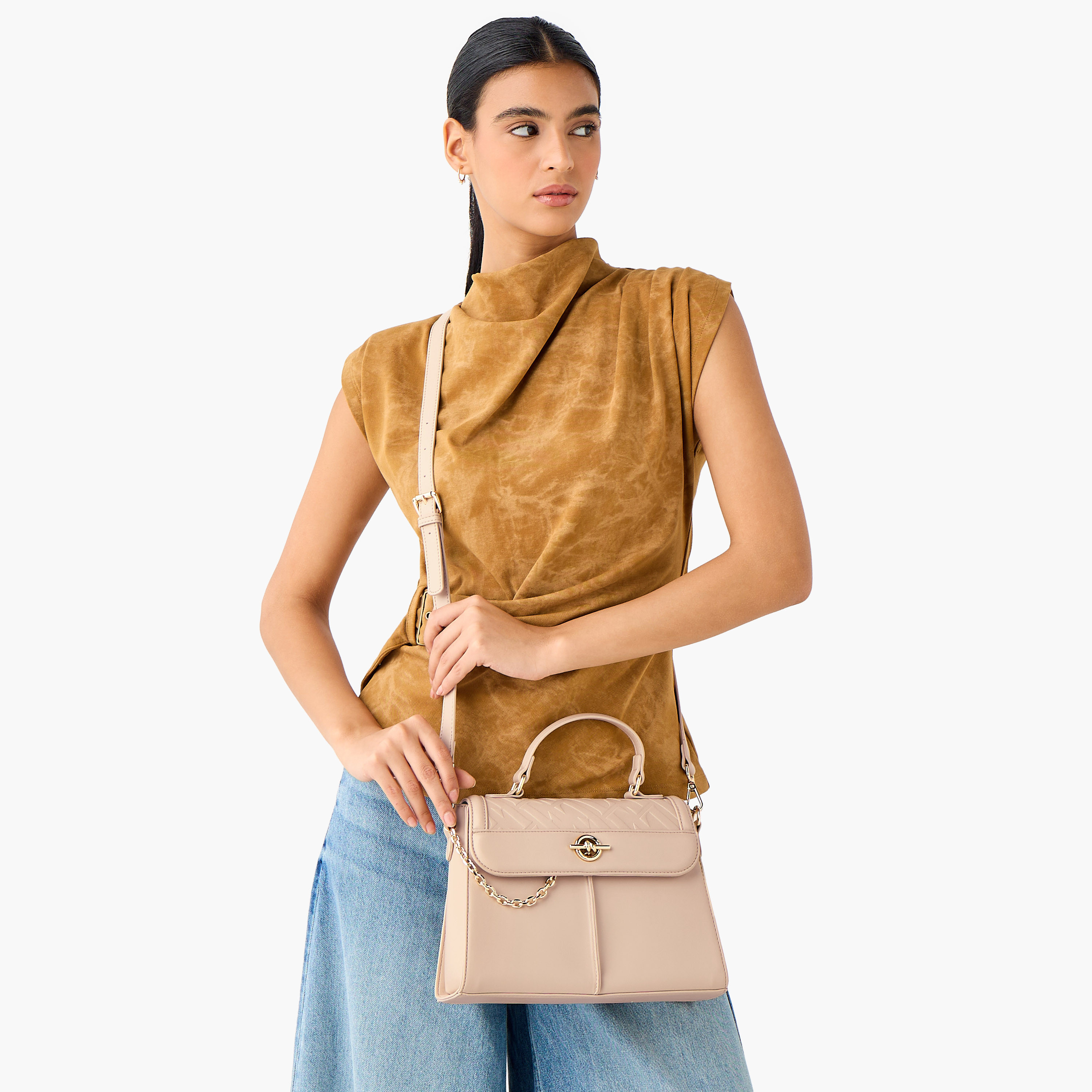 شنطة ساتشيل بنقشة شعار وحزام قابل للفصل من إيل-women-bagsandwallets-handbags-image-7