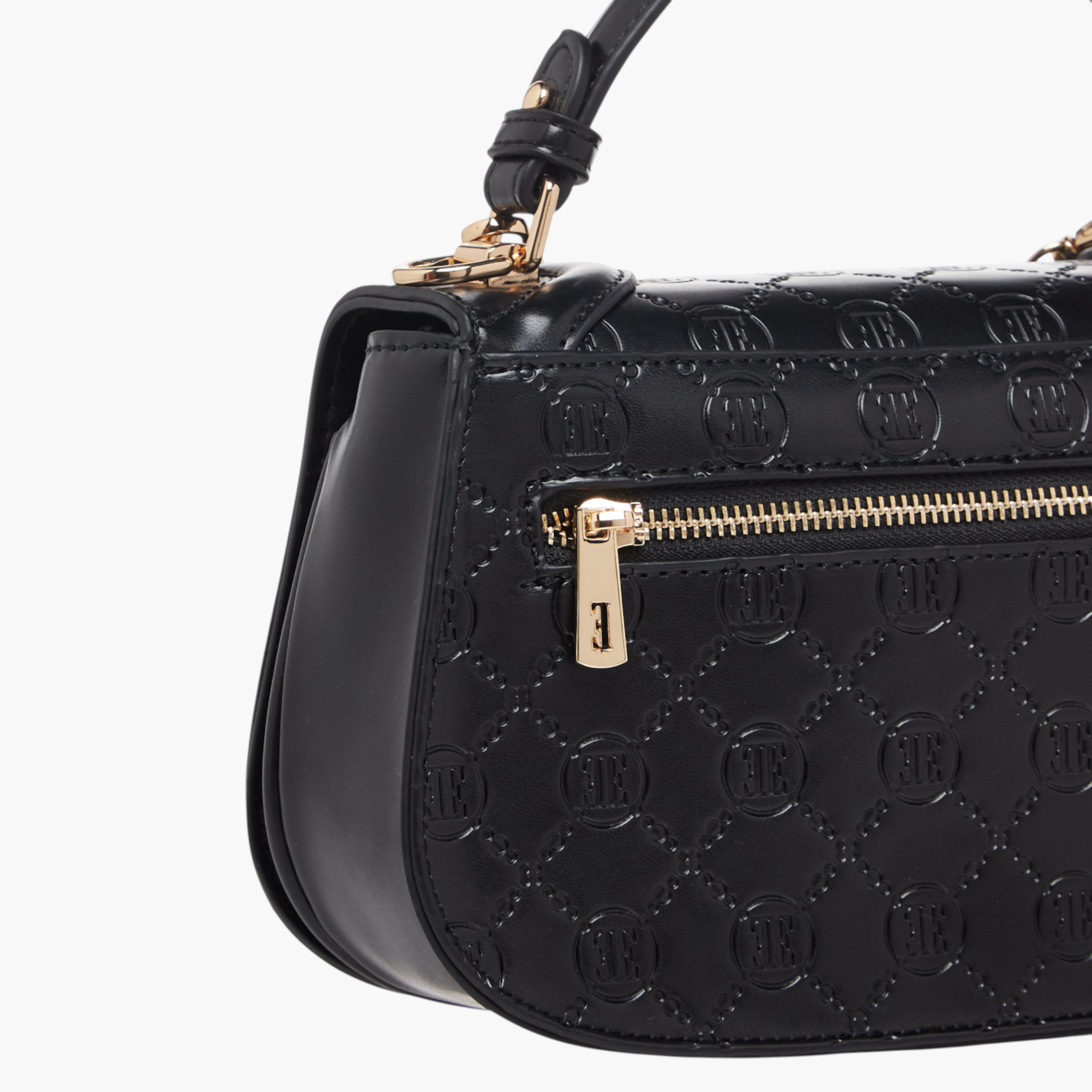 Elle Monogram Embossed Satchel Bag with Metal Accent-women-bagsandwallets-handbags-image-6