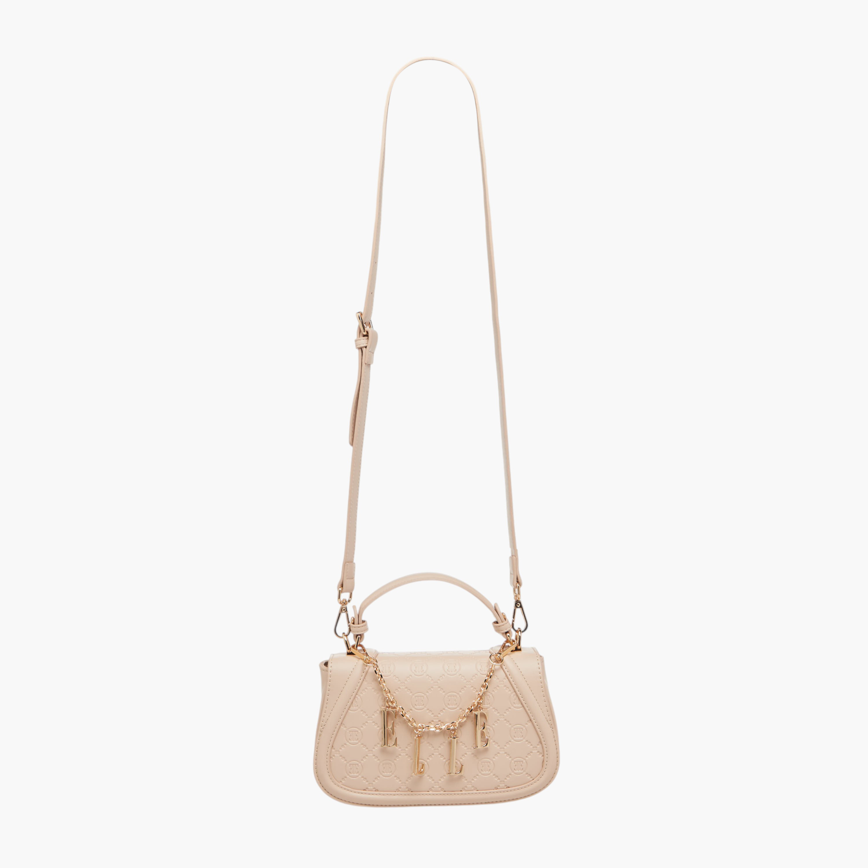Elle Monogram Embossed Satchel Bag with Metal Accent-women-bagsandwallets-handbags-image-3
