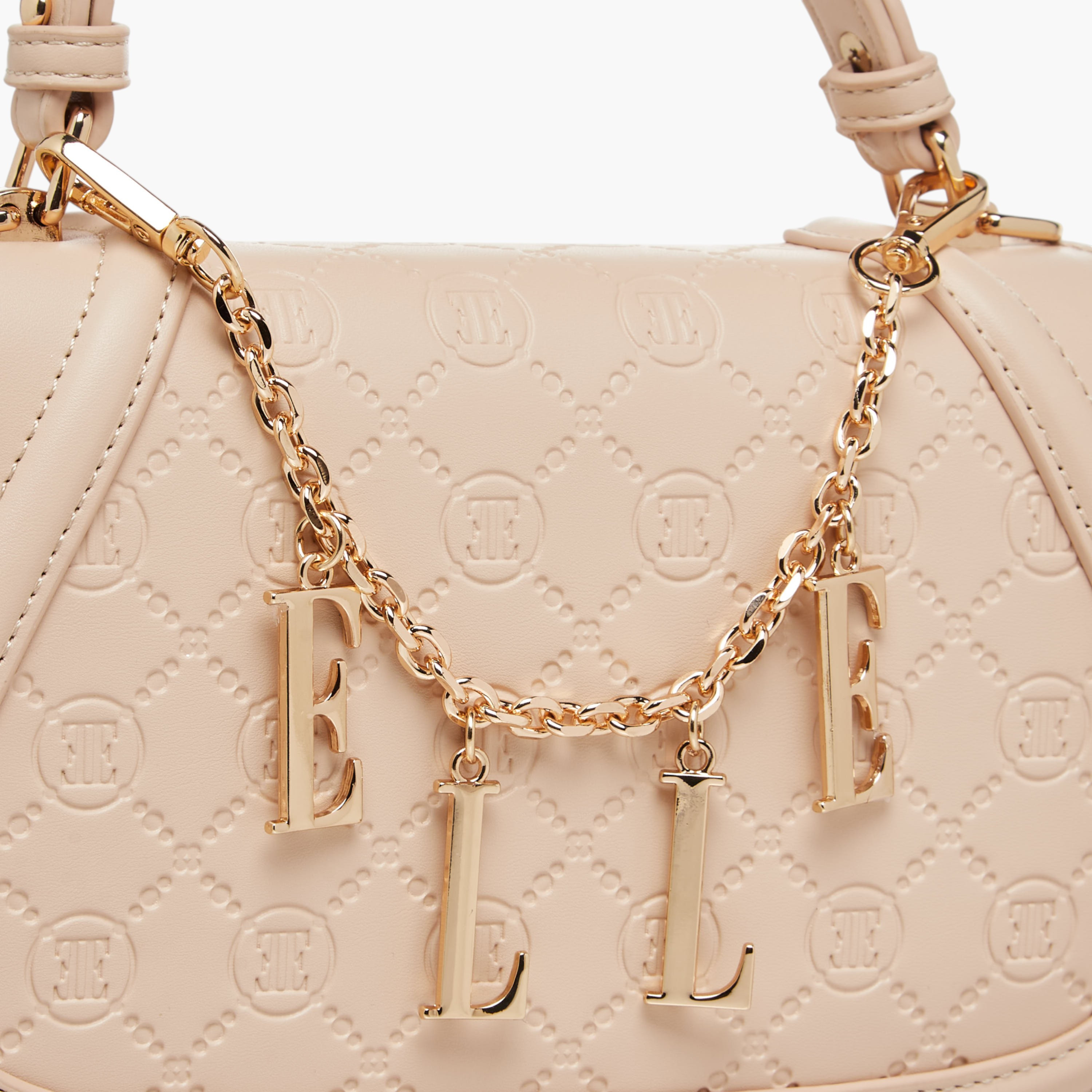 Elle Monogram Embossed Satchel Bag with Metal Accent-women-bagsandwallets-handbags-image-5