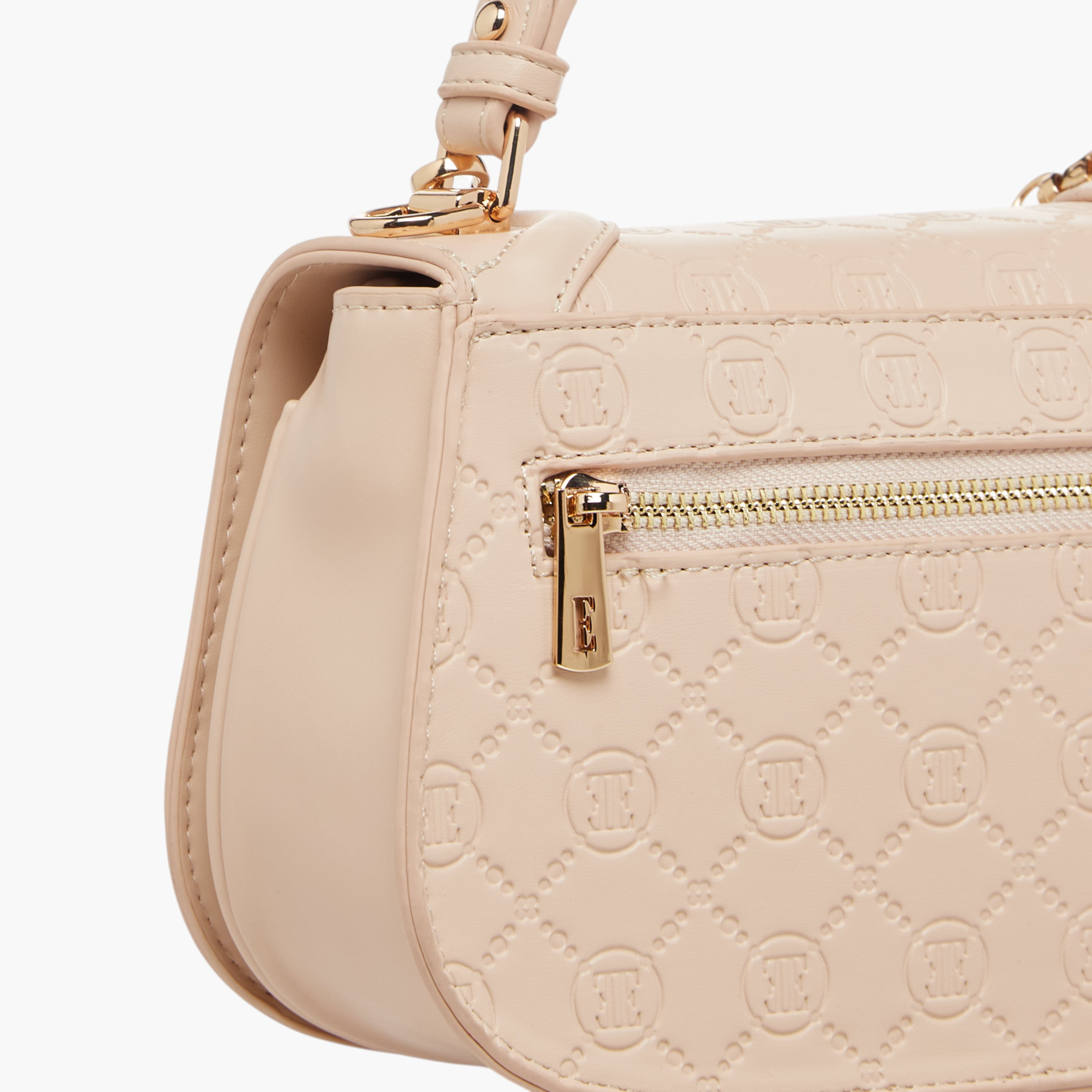 Elle Monogram Embossed Satchel Bag with Metal Accent-women-bagsandwallets-handbags-image-6