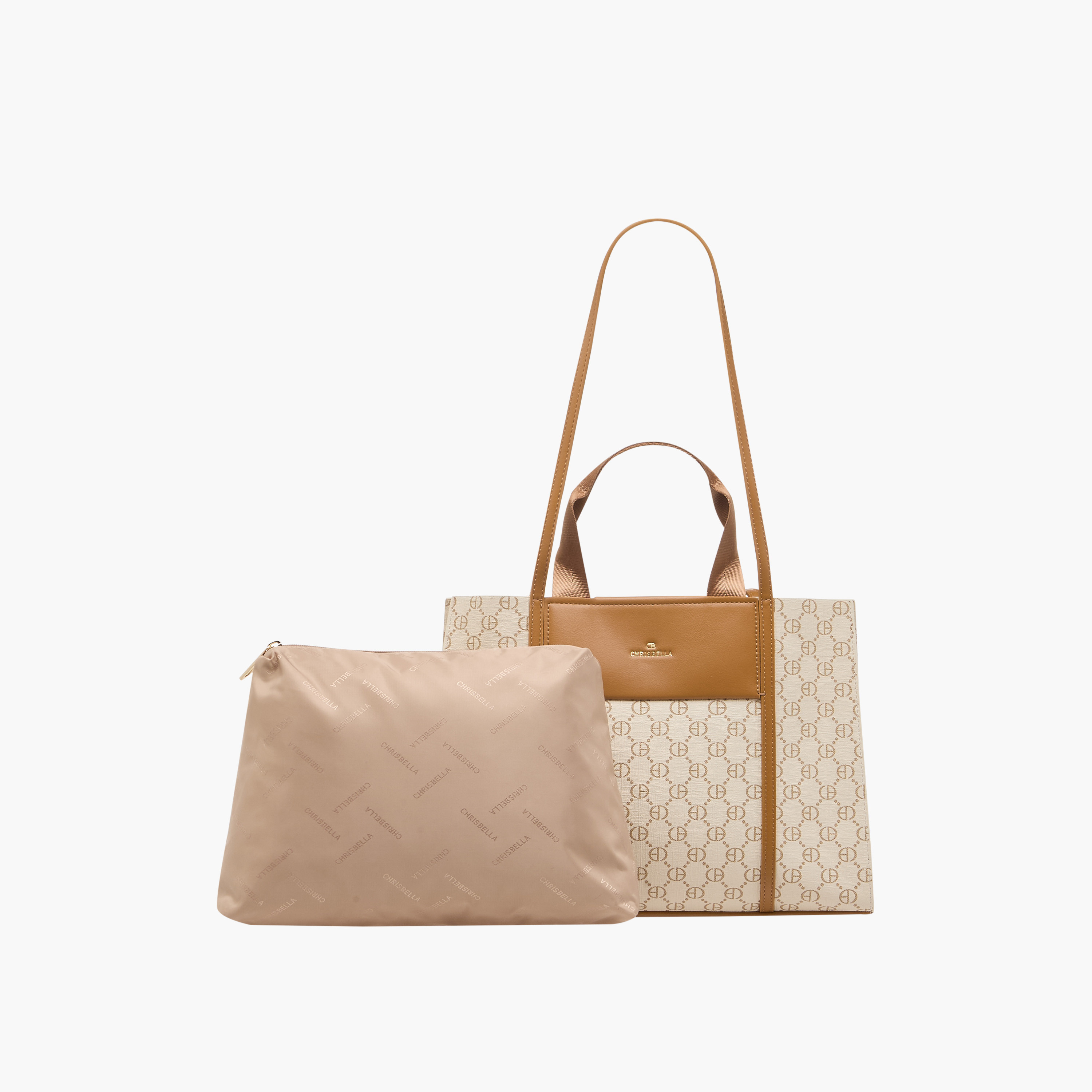 Chrisbella Monogram Print Tote Bag with Top Handles-women-bagsandwallets-handbags-image-1