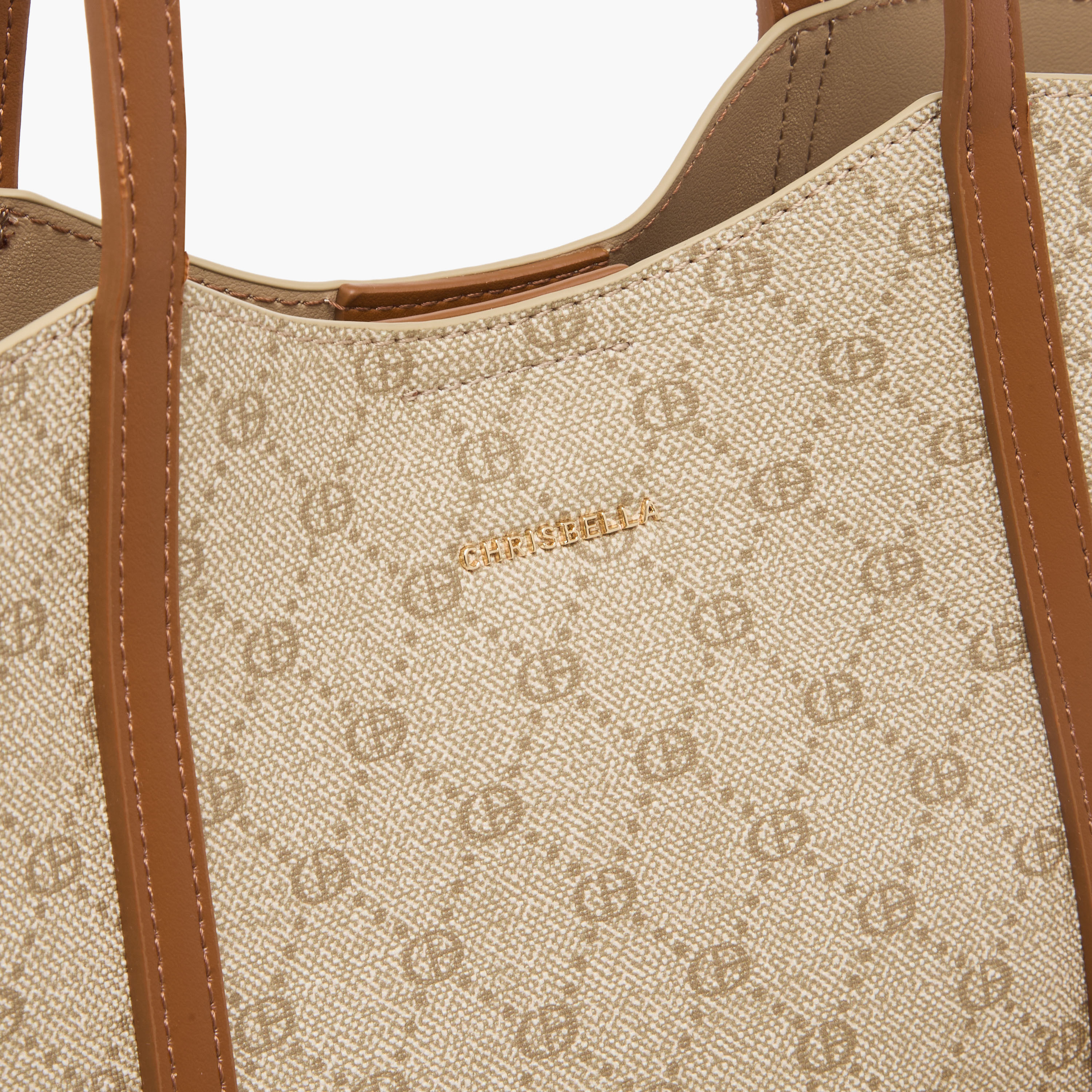 Chrisbella Monogram Print Tote Bag with Zip Around Wallet-women-bagsandwallets-handbags-image-8