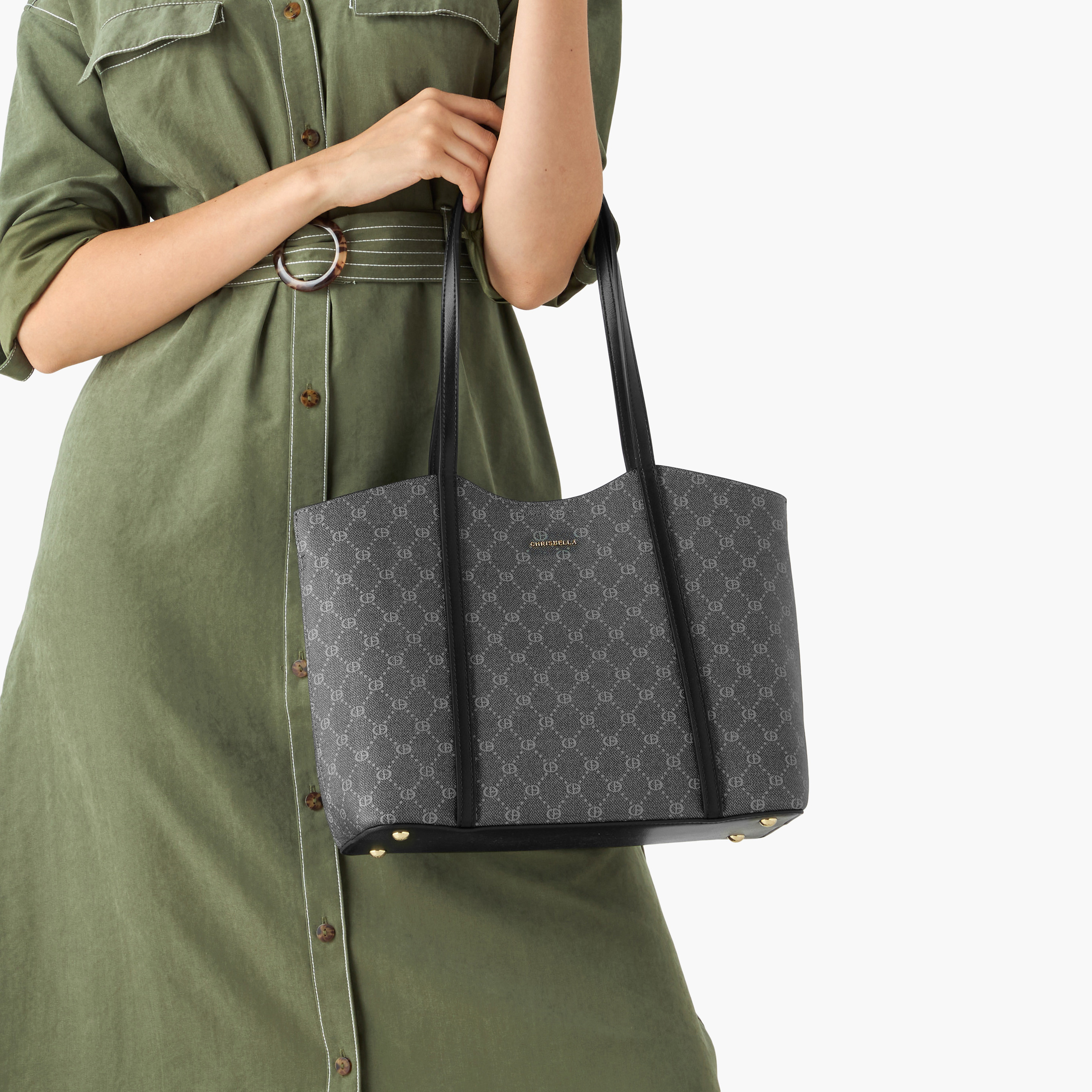 Chrisbella Monogram Print Tote Bag with Zip Around Wallet-women-bagsandwallets-handbags-image-2