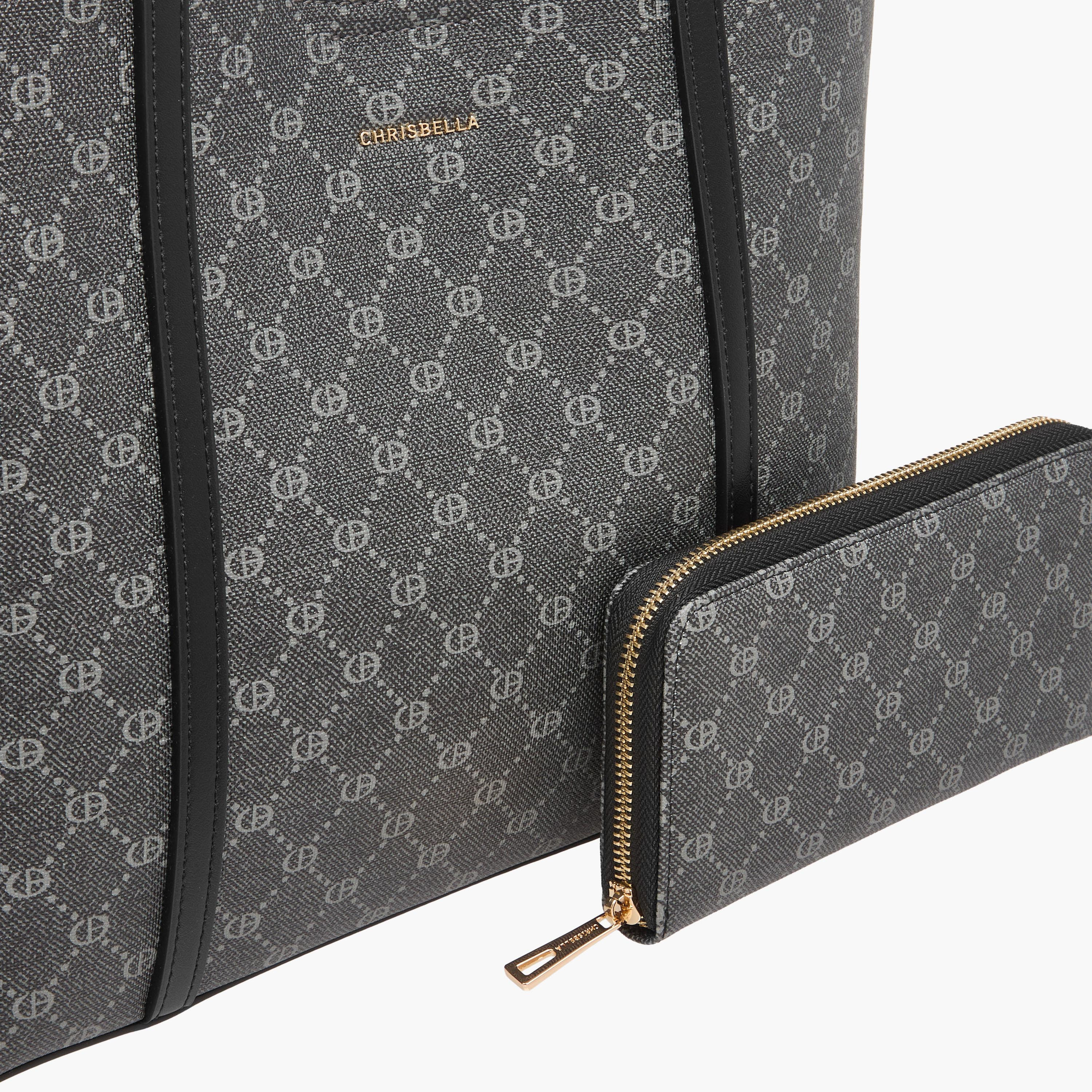 Chrisbella Monogram Print Tote Bag with Zip Around Wallet-women-bagsandwallets-handbags-image-7