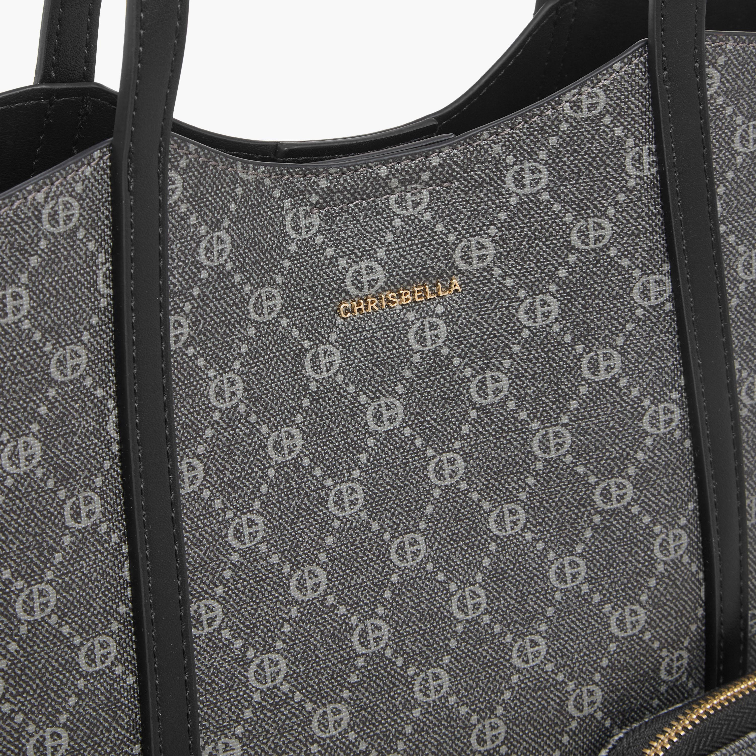 Chrisbella Monogram Print Tote Bag with Zip Around Wallet-women-bagsandwallets-handbags-image-8