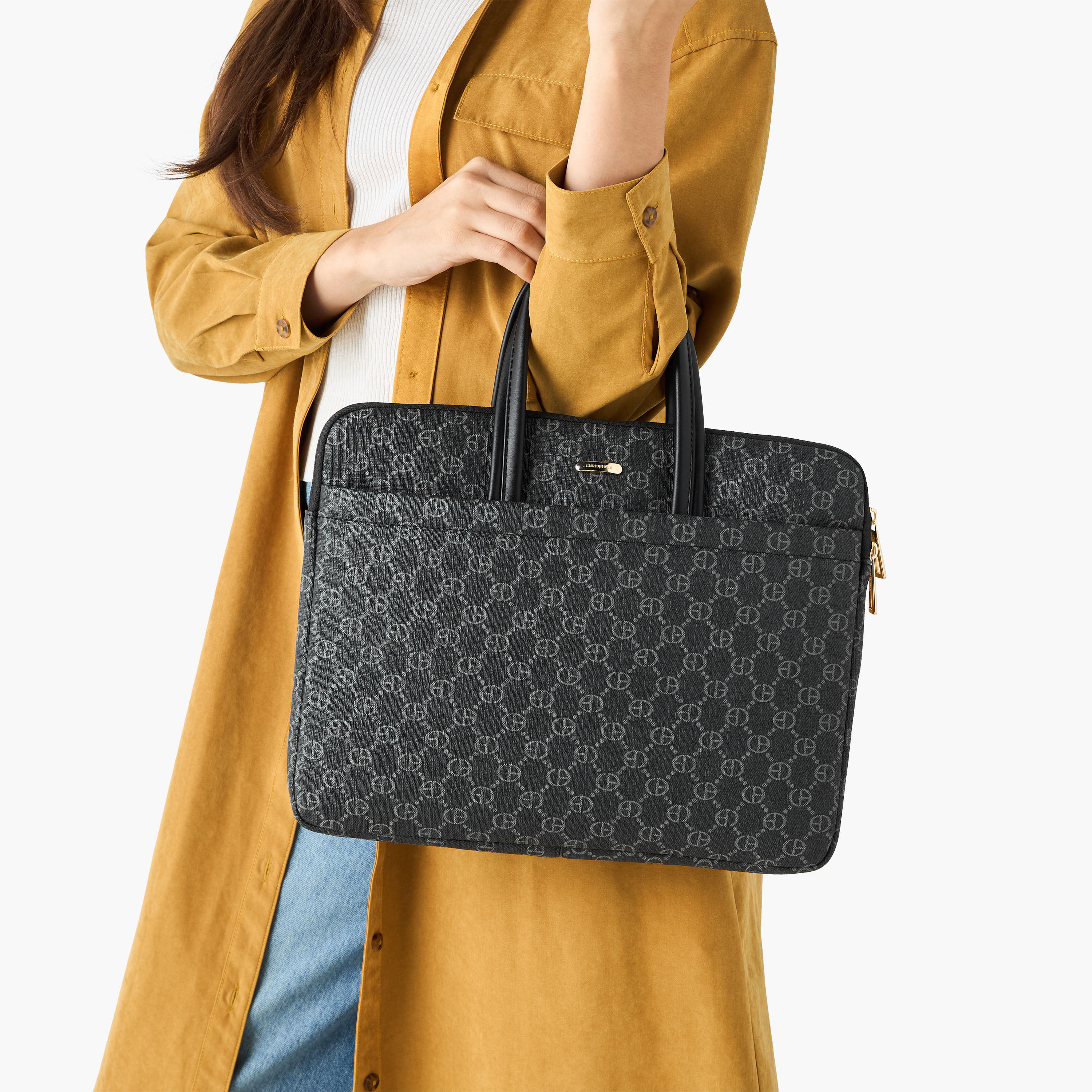 Chrisbella Monogram Print Laptop Bag with Top Handles-women-bagsandwallets-handbags-image-2